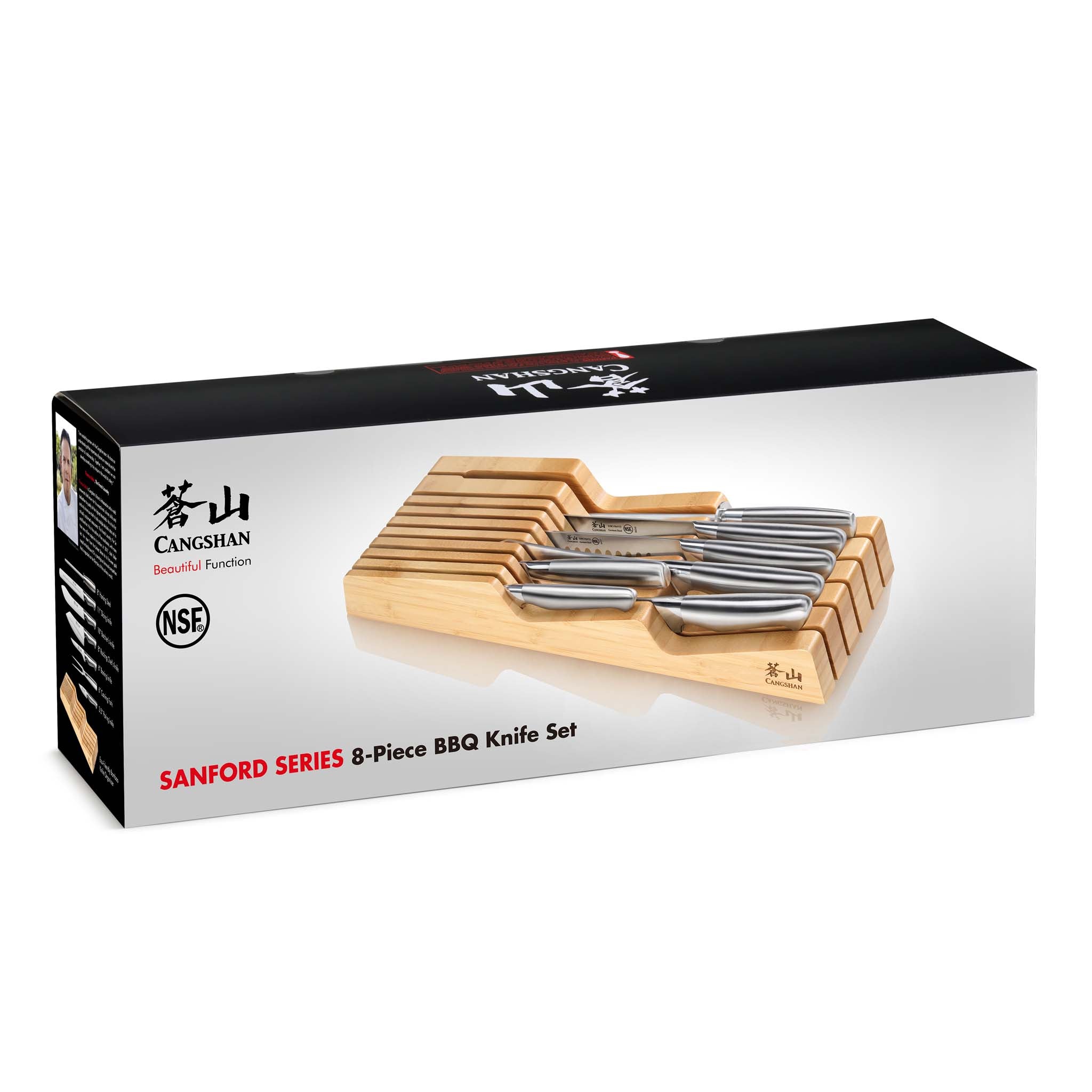 Cangshan 1027143 SANFORD Series 8-Piece In Drawer BBQ Set