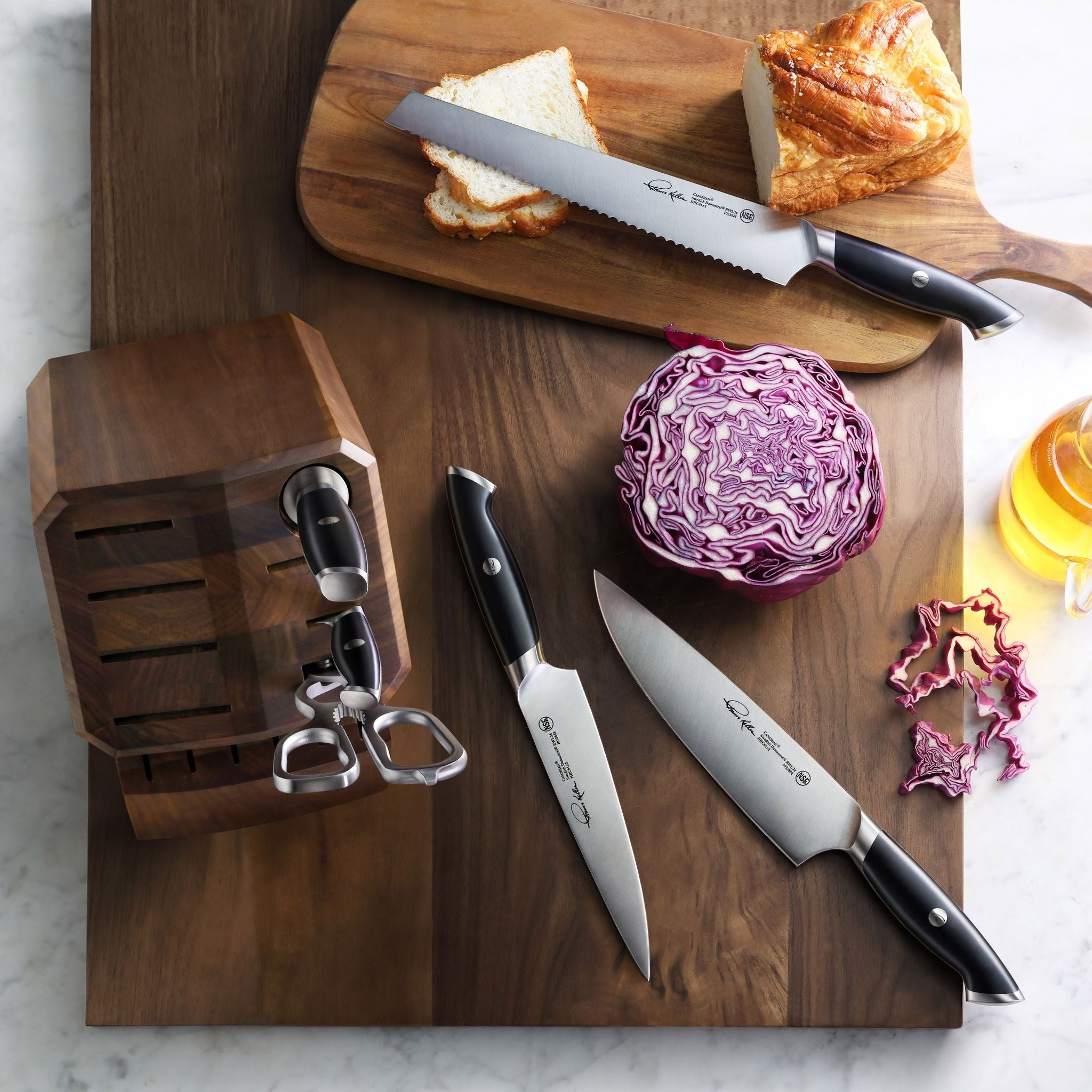 Cangshan 1024685 TKSC 7-Piece Knife Block Set with 8 Spare Slots - Black