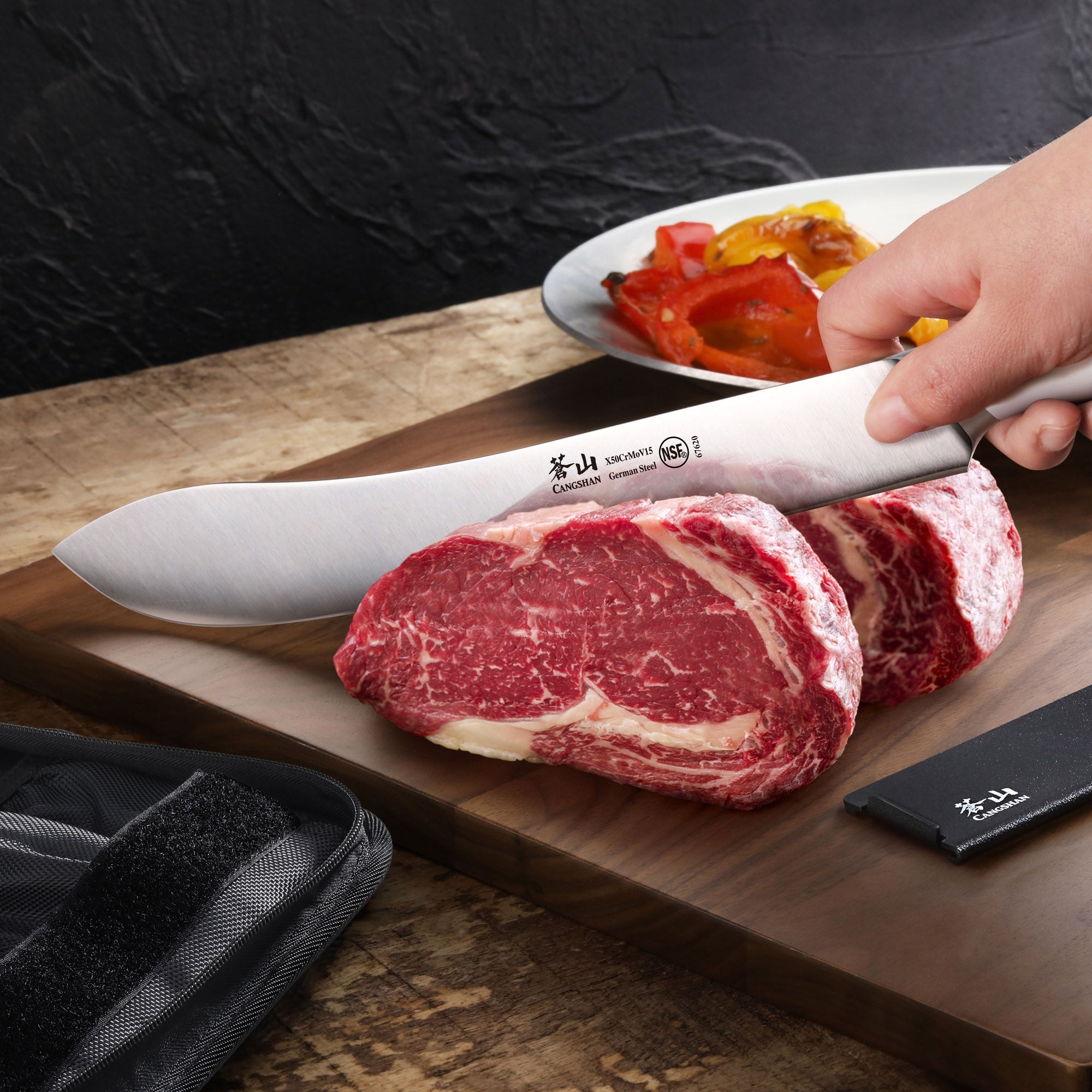 Cangshan 1026993 ELBERT Series 6-Piece BBQ Knife Kit - Black