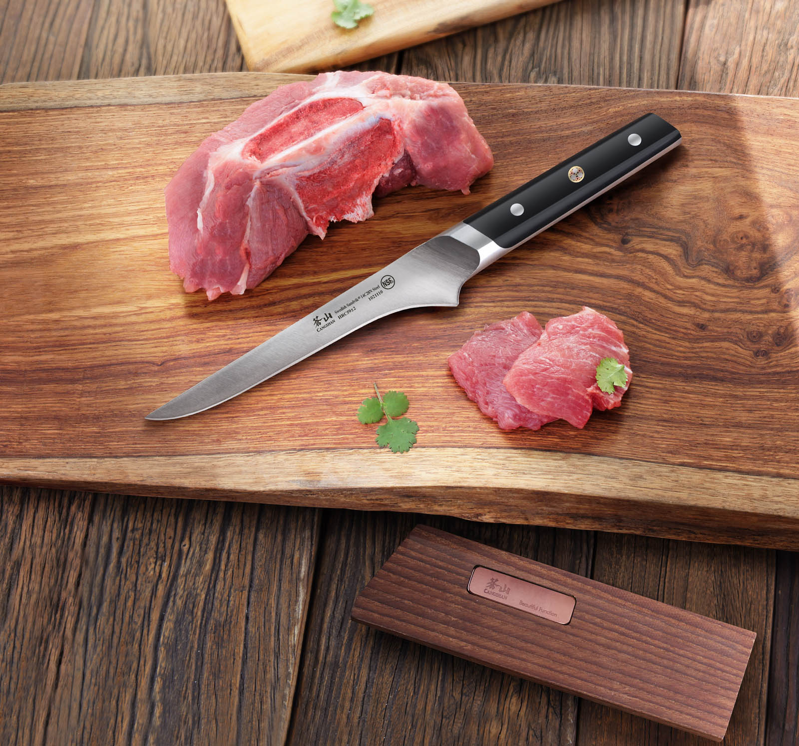 Cangshan 1021127 TC Series 6-Inch Boning Knife with Ash Wood Sheath