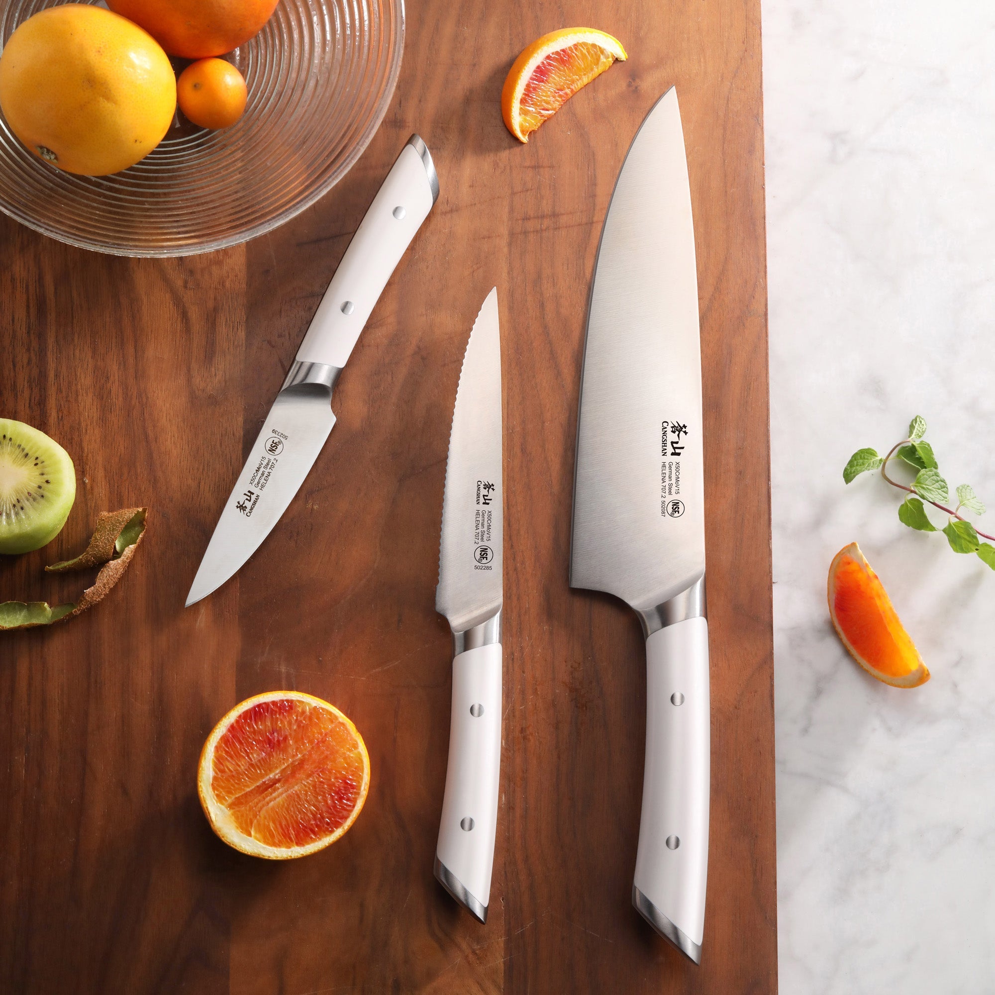 Cangshan 503381 HELENA Series 3-Piece Starter Knife Set - 3-Piece / White