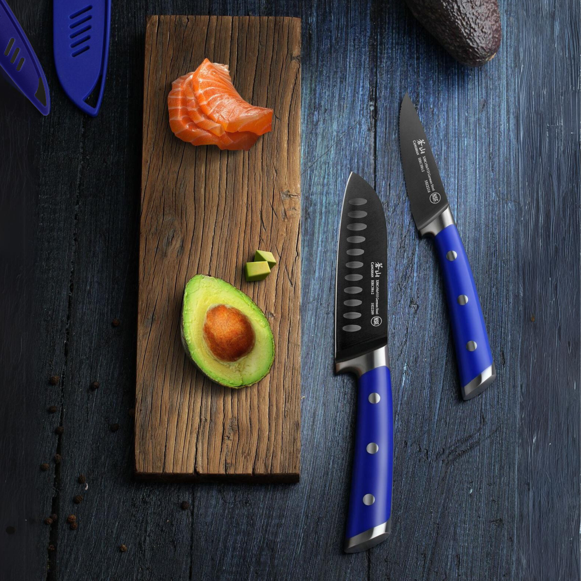 Cangshan 1022100 S+ Series 2-Piece Titanium Coated Santoku Starter Knife Set with - Vanilla White