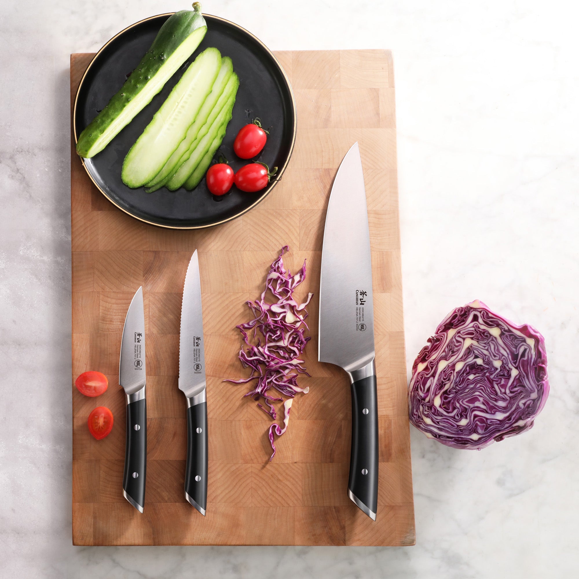Cangshan 503206 HELENA Series 3-Piece Starter Knife Set - 3-Piece / Black