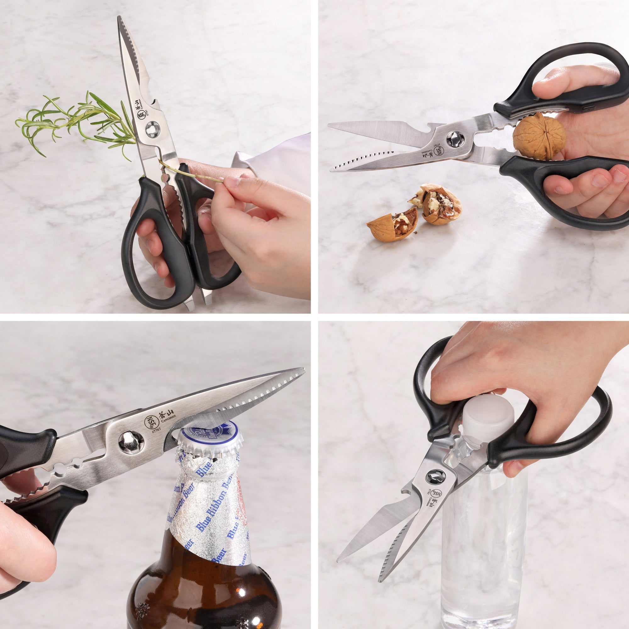 Cangshan 10300953 9-Inch Heavy Duty Utility Kitchen Shears with Blade Holder - White