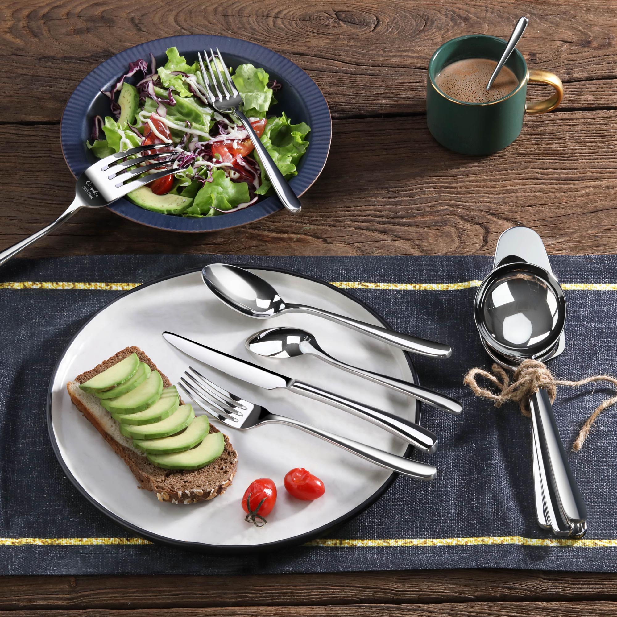 Cangshan 1027037 RAIN II Series 103-Piece Forged Flatware Set