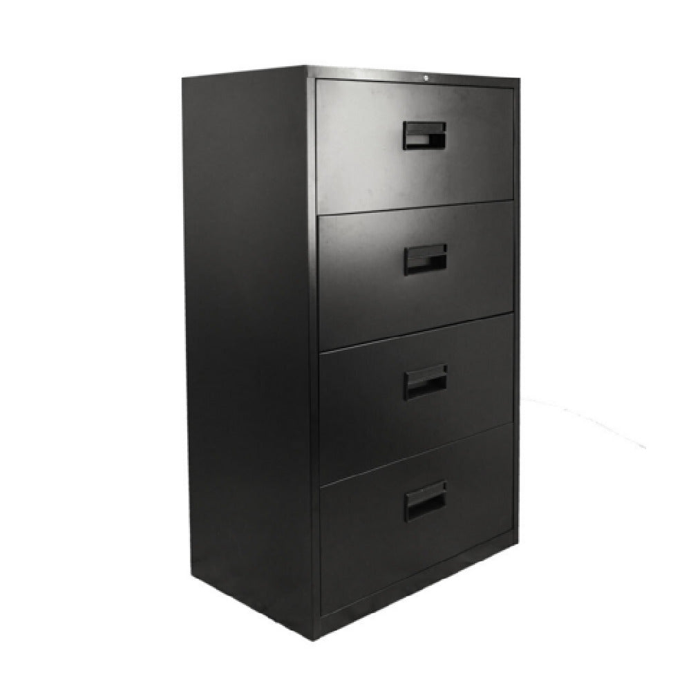 Omcan 21654 30 Inch Lateral Filing Cabinet Four Drawers Black Steel