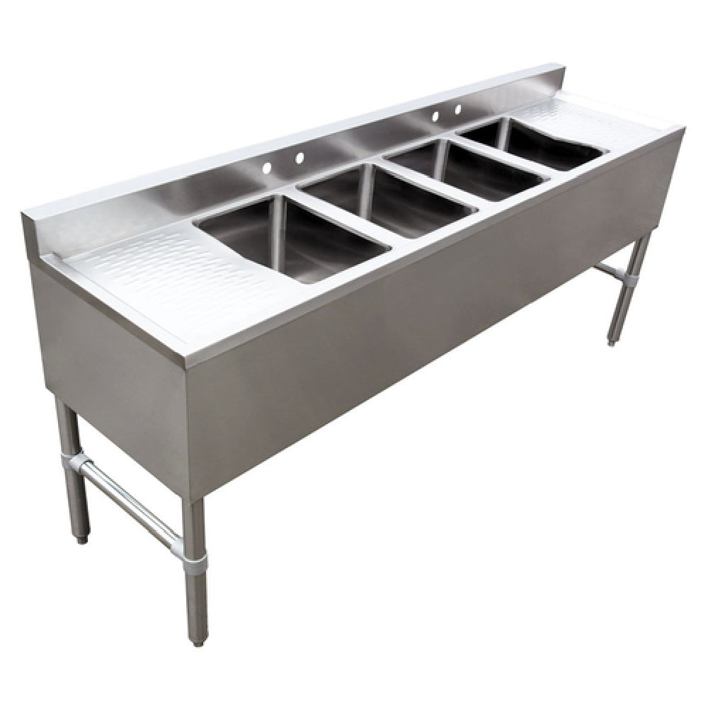 Omcan 44603 72 Inch Under Bar Sink Stainless Steel with 4 Compartments