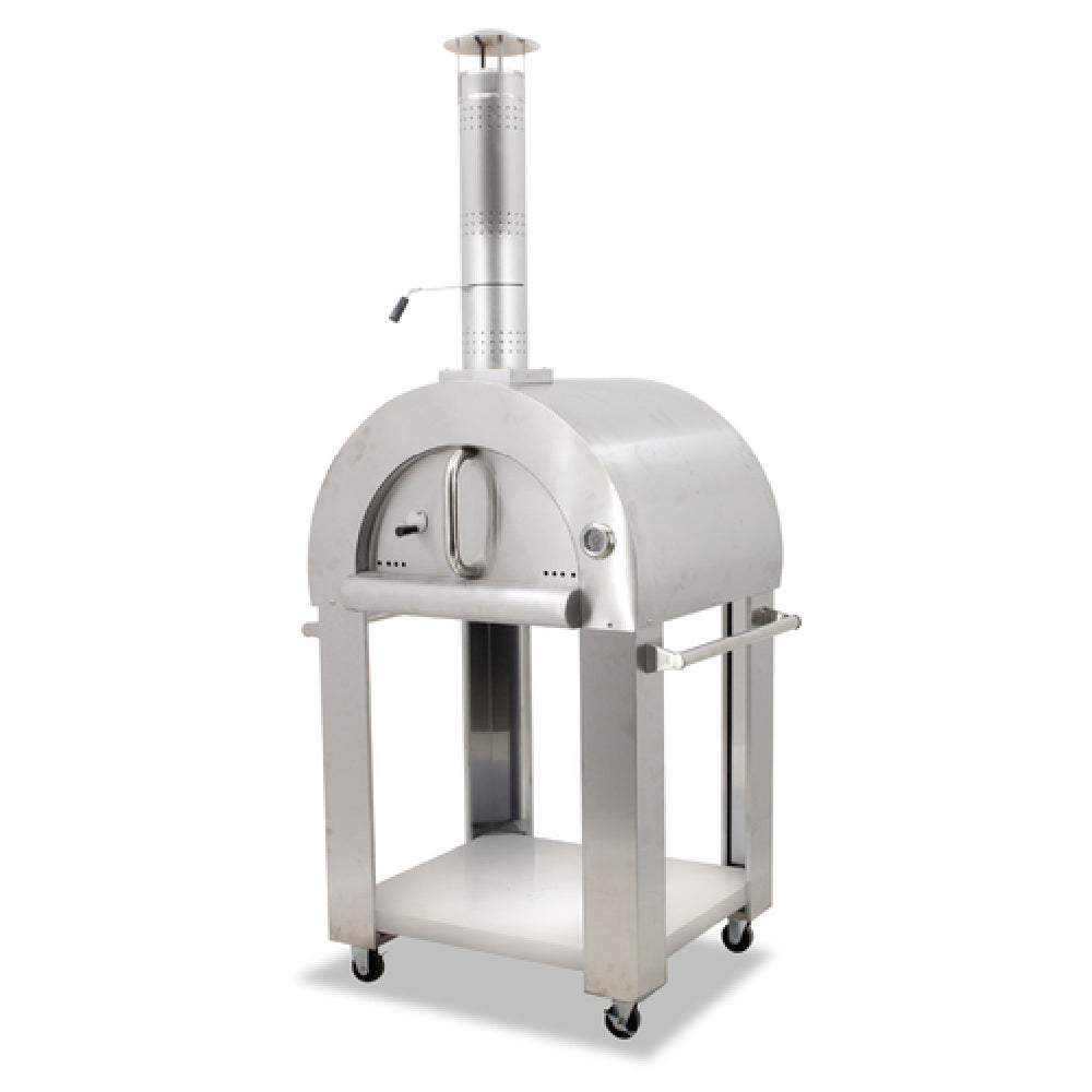 Omcan 43113 32 Inch Wood Burning Oven with Removable Door and Brick Deck