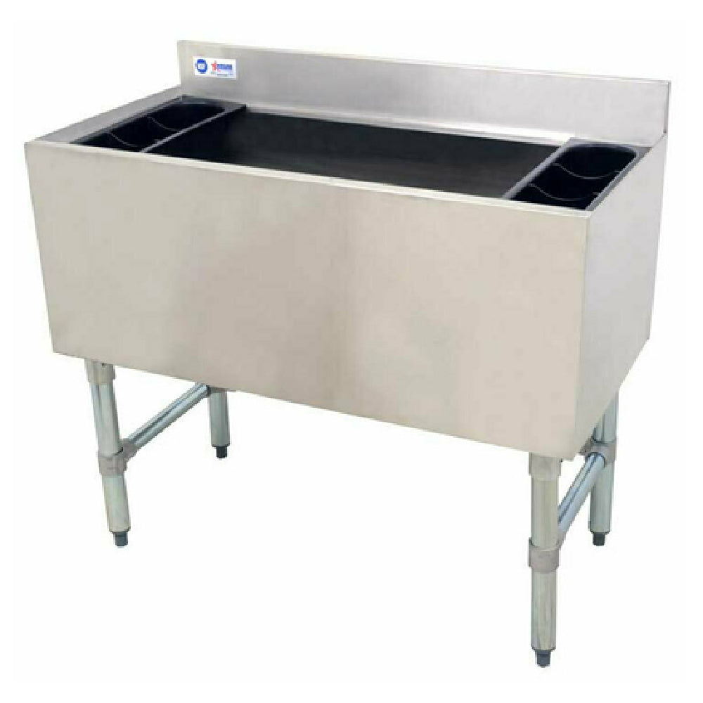 Omcan 43476 34 Inch Ice Bin 20 Gauge Stainless Steel with Drain and Backsplash