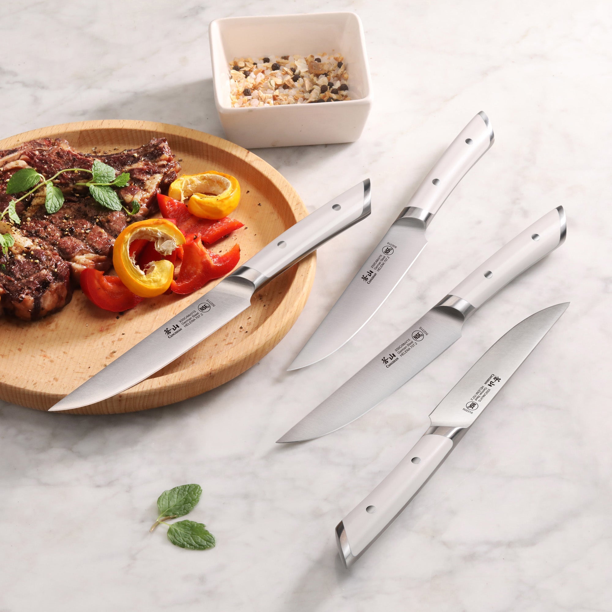 Cangshan 503350 HELENA Series 4-Piece Steak Knife Set - White