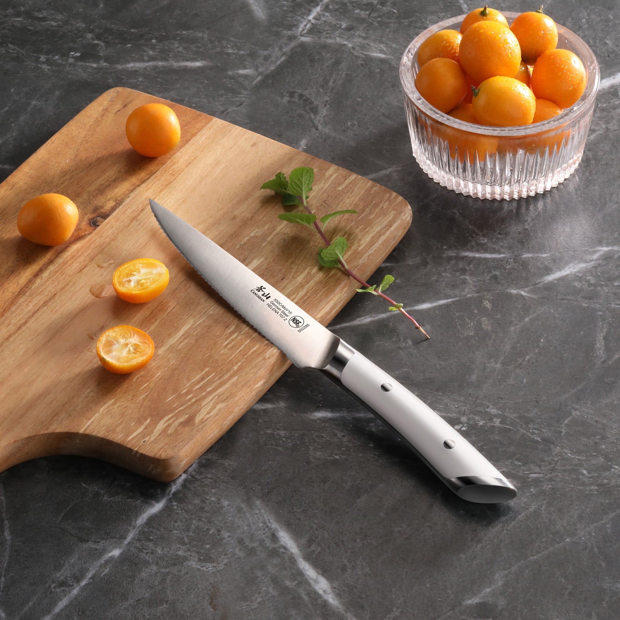 Cangshan 502650 HELENA Series 5-Inch Serrated Utility Knife - Black