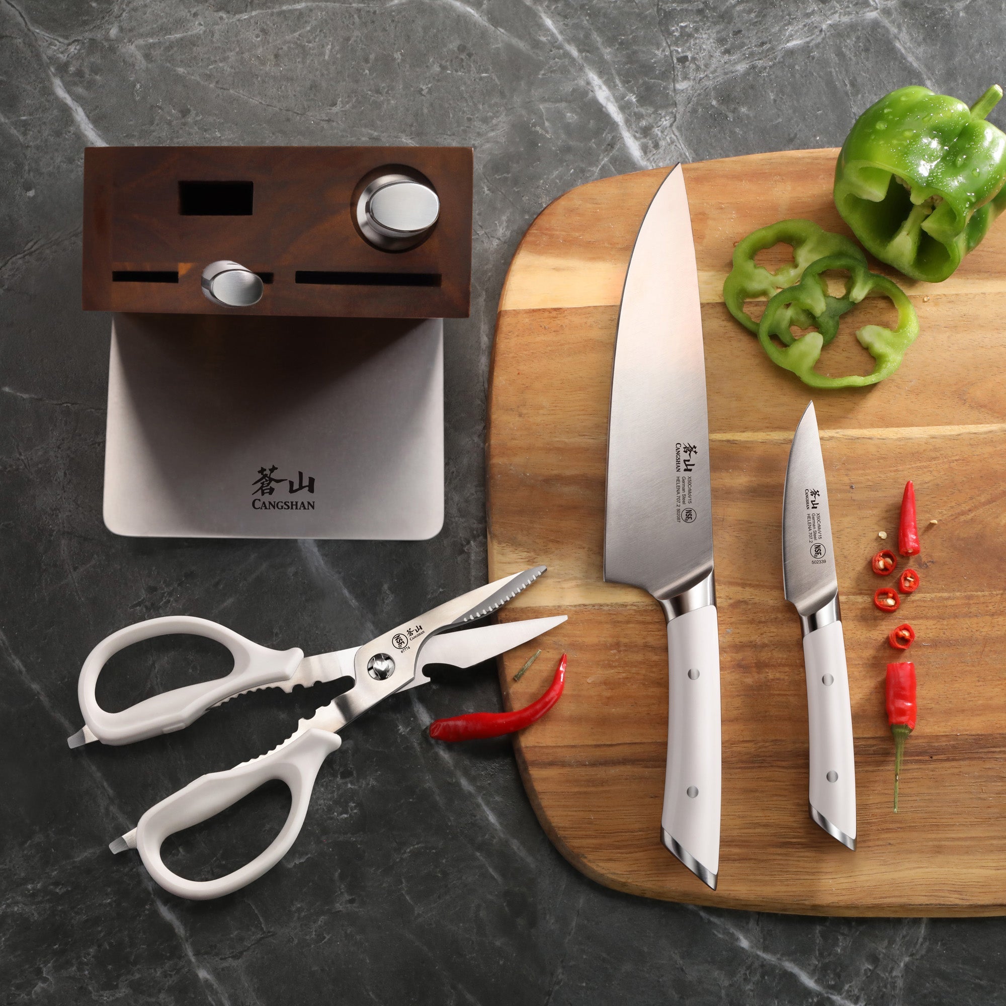 Cangshan 503411 HELENA Series 6-Piece Knife Block Set - 6-Piece / White
