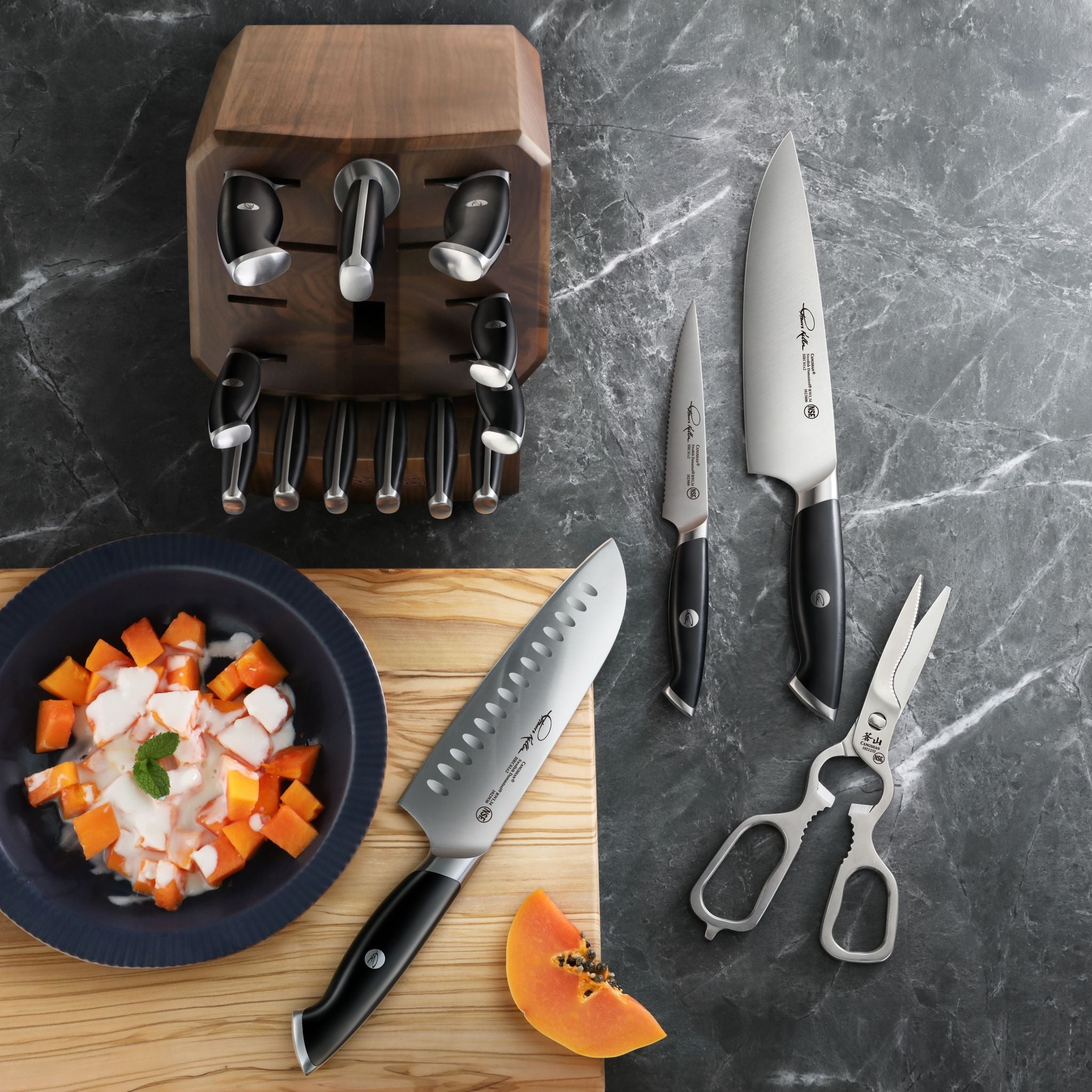 Cangshan 1025590 TKSC 17-Piece Knife Block Set - White