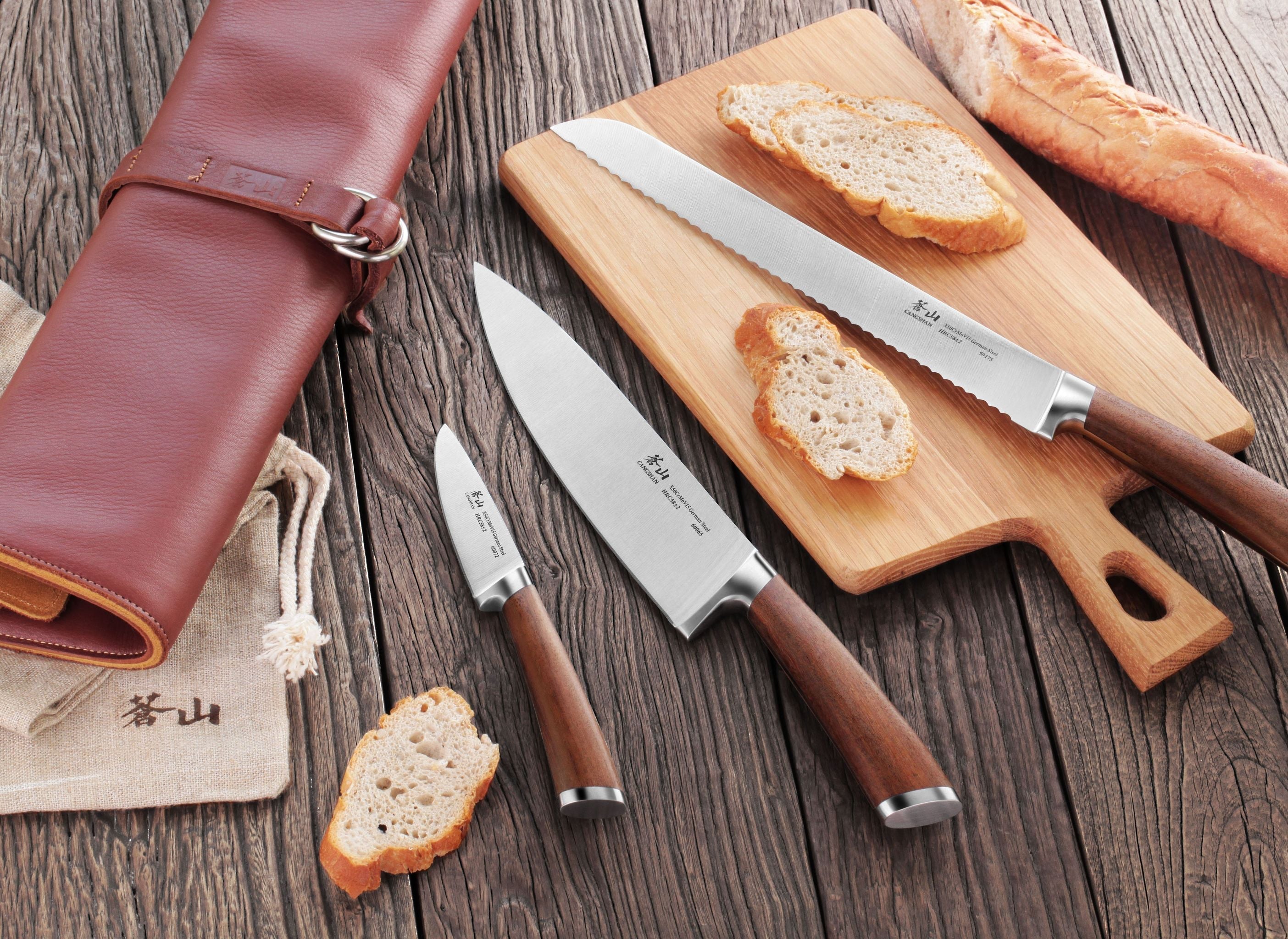 Cangshan 59939 H1 Series 4 Piece Leather Roll Knife Set