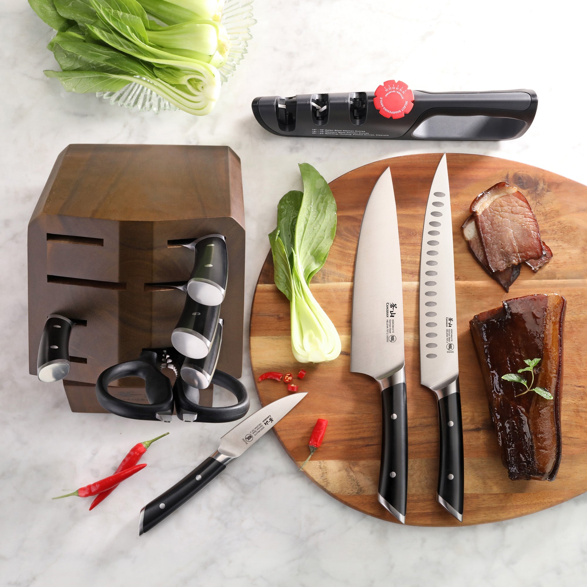 Cangshan 503282 HELENA Series 8-Piece Knife Block Set - Black / 8-Piece