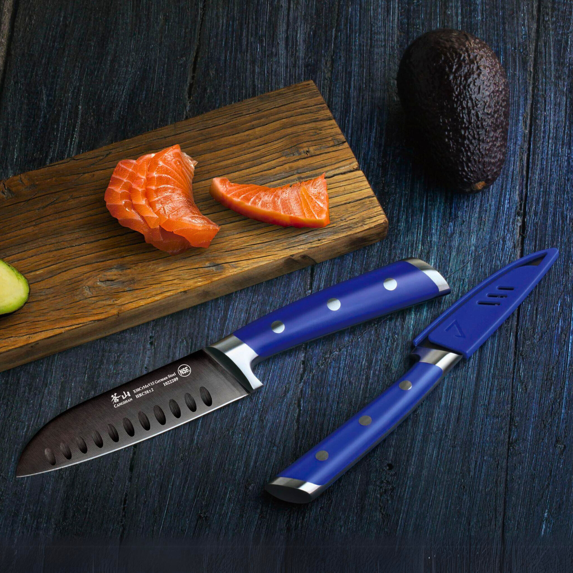 Cangshan 1022094 S+ Series 2-Piece Titanium Coated Santoku Starter Knife Set with - Noir Black