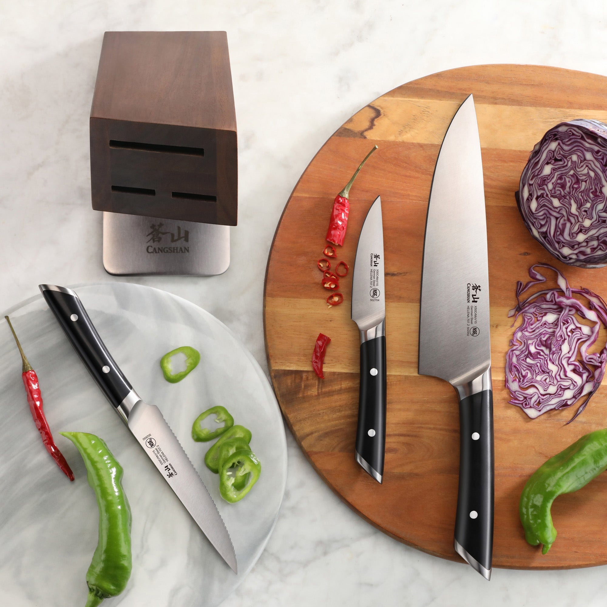 Cangshan 503411 HELENA Series 6-Piece Knife Block Set - 6-Piece / White