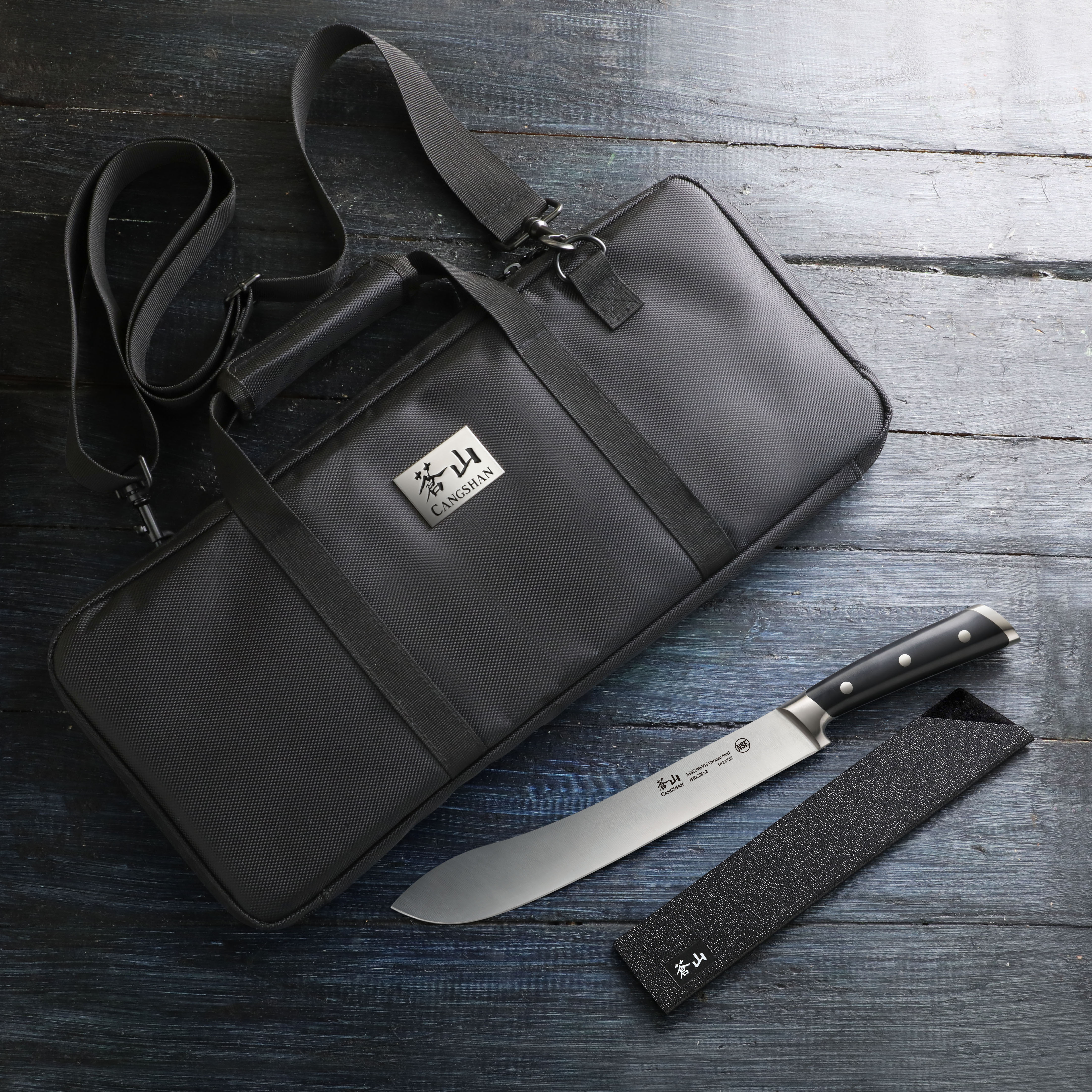 Cangshan 1023770 7-Piece Cut-Resistant Nylon Cutlery Knife Bag with Strap