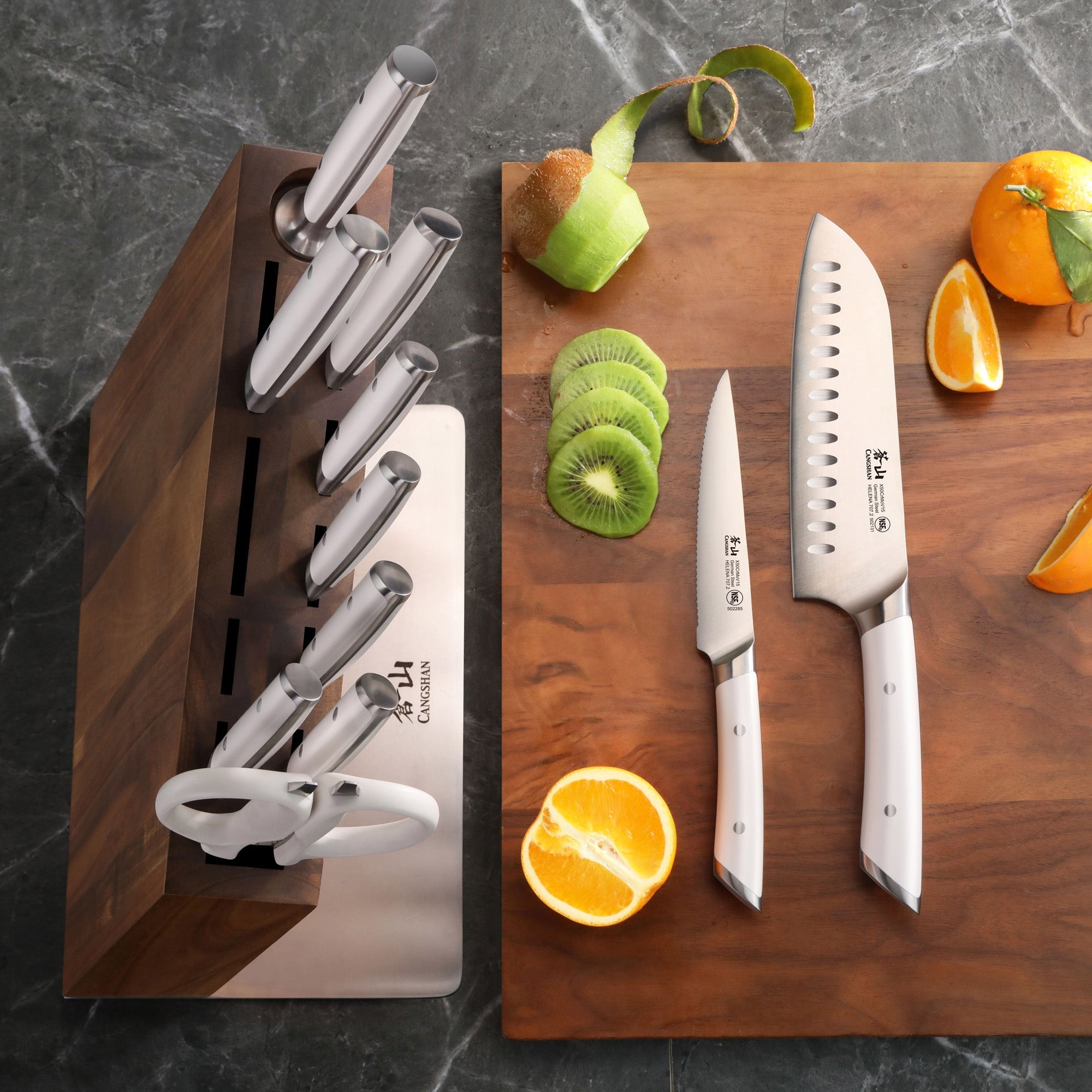 Cangshan 503480 HELENA Series 12-Piece Knife Block Set - 12-Piece / White