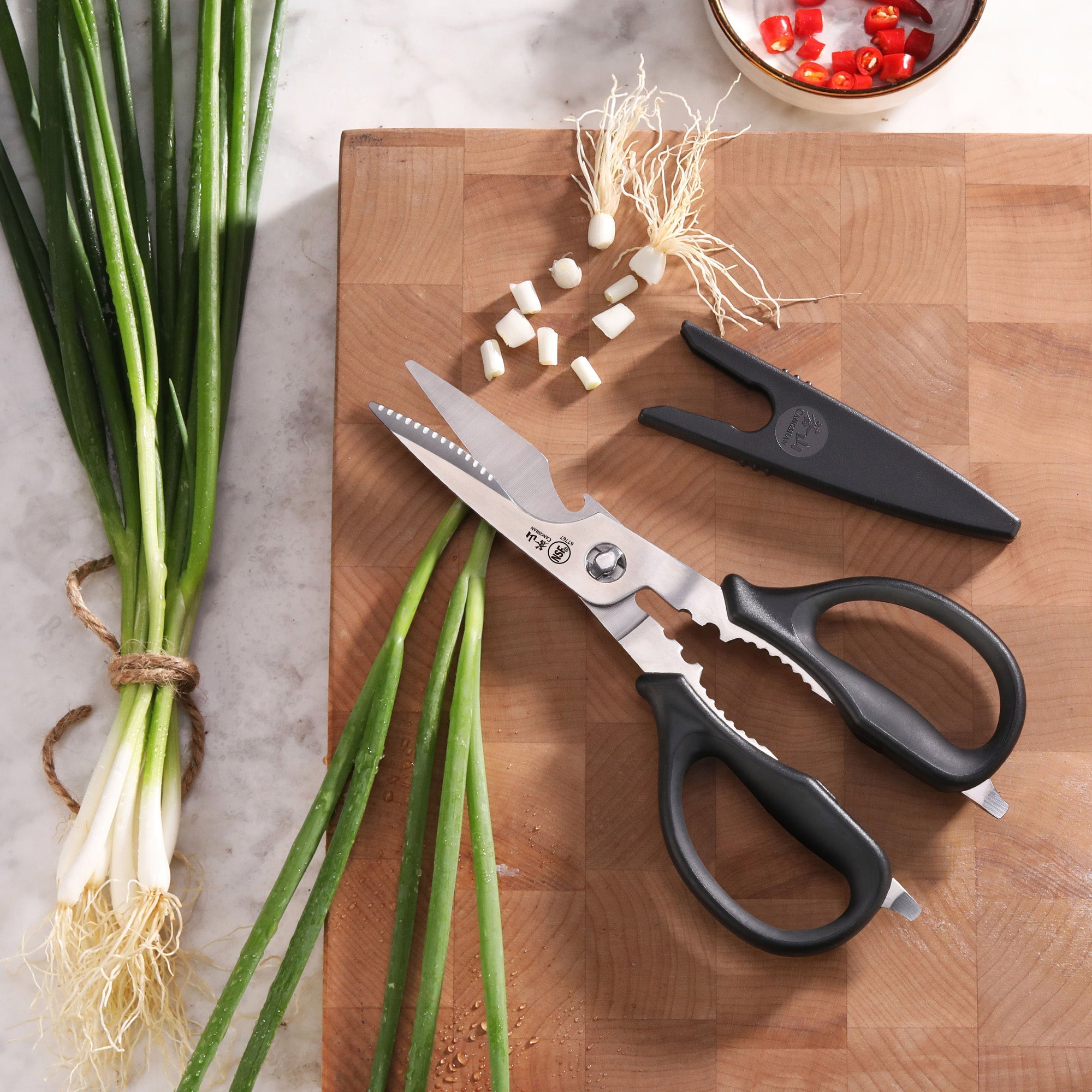 Cangshan 503343 9-Inch Heavy Duty Utility Kitchen Shears with Blade Holder - Black