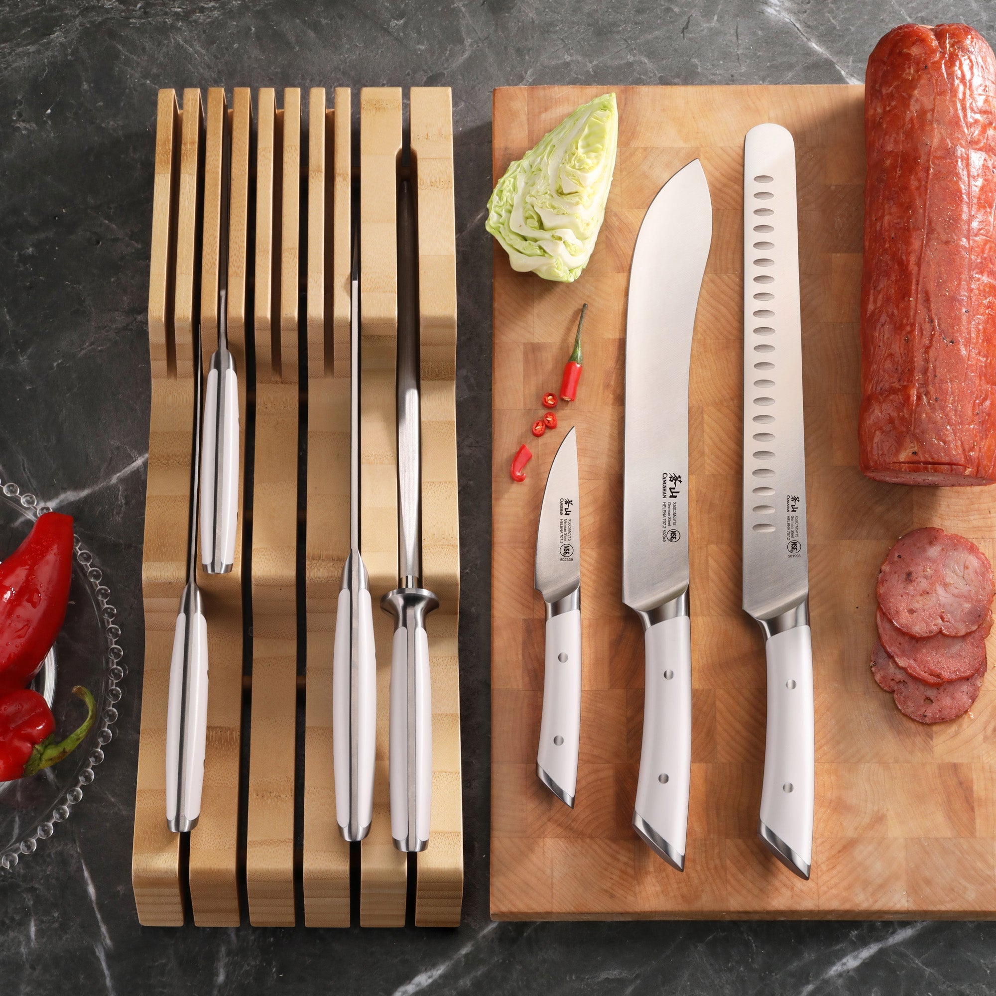 Cangshan 503275 HELENA Series 8-Piece In-Drawer BBQ Knife Set - Black