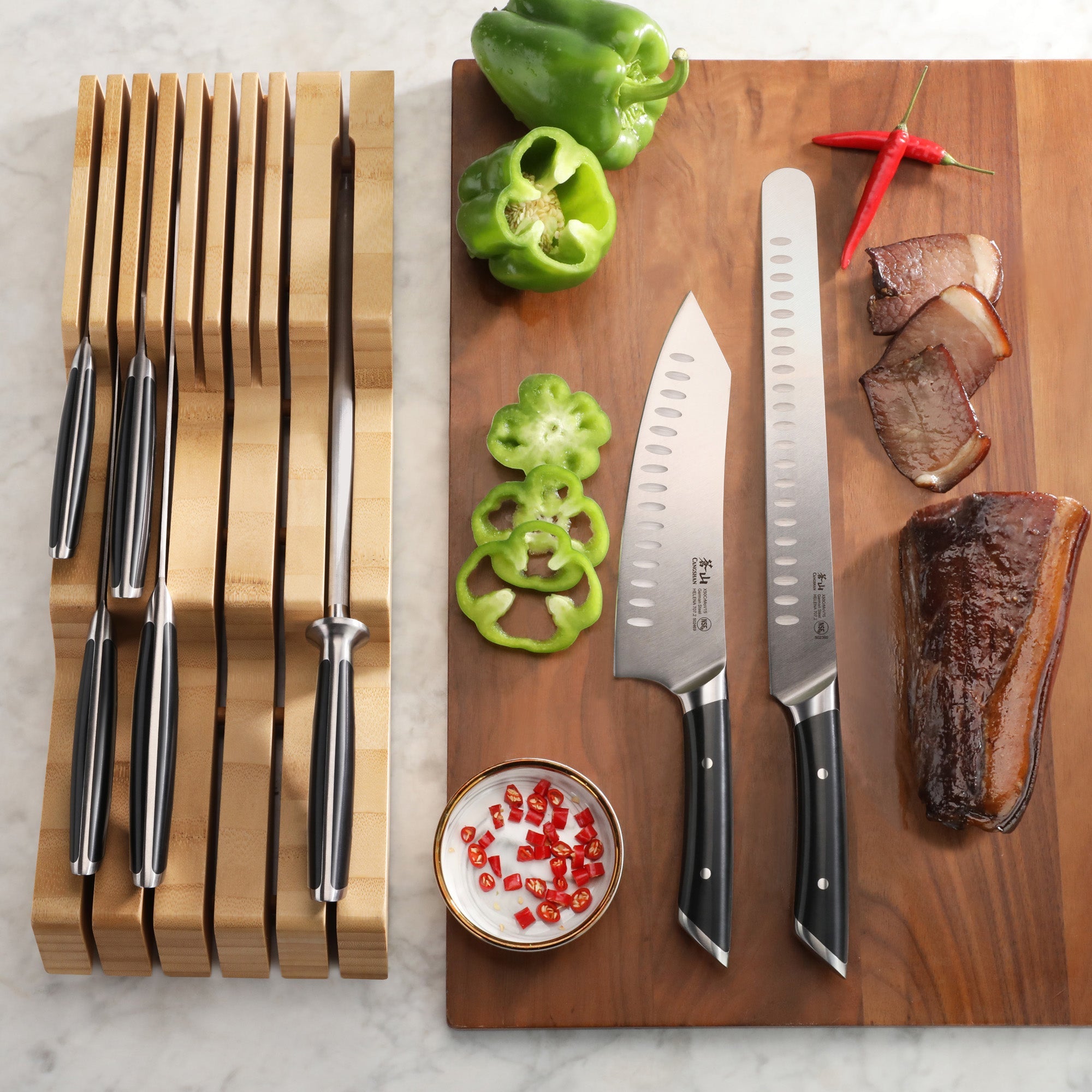 Cangshan 503275 HELENA Series 8-Piece In-Drawer BBQ Knife Set - Black