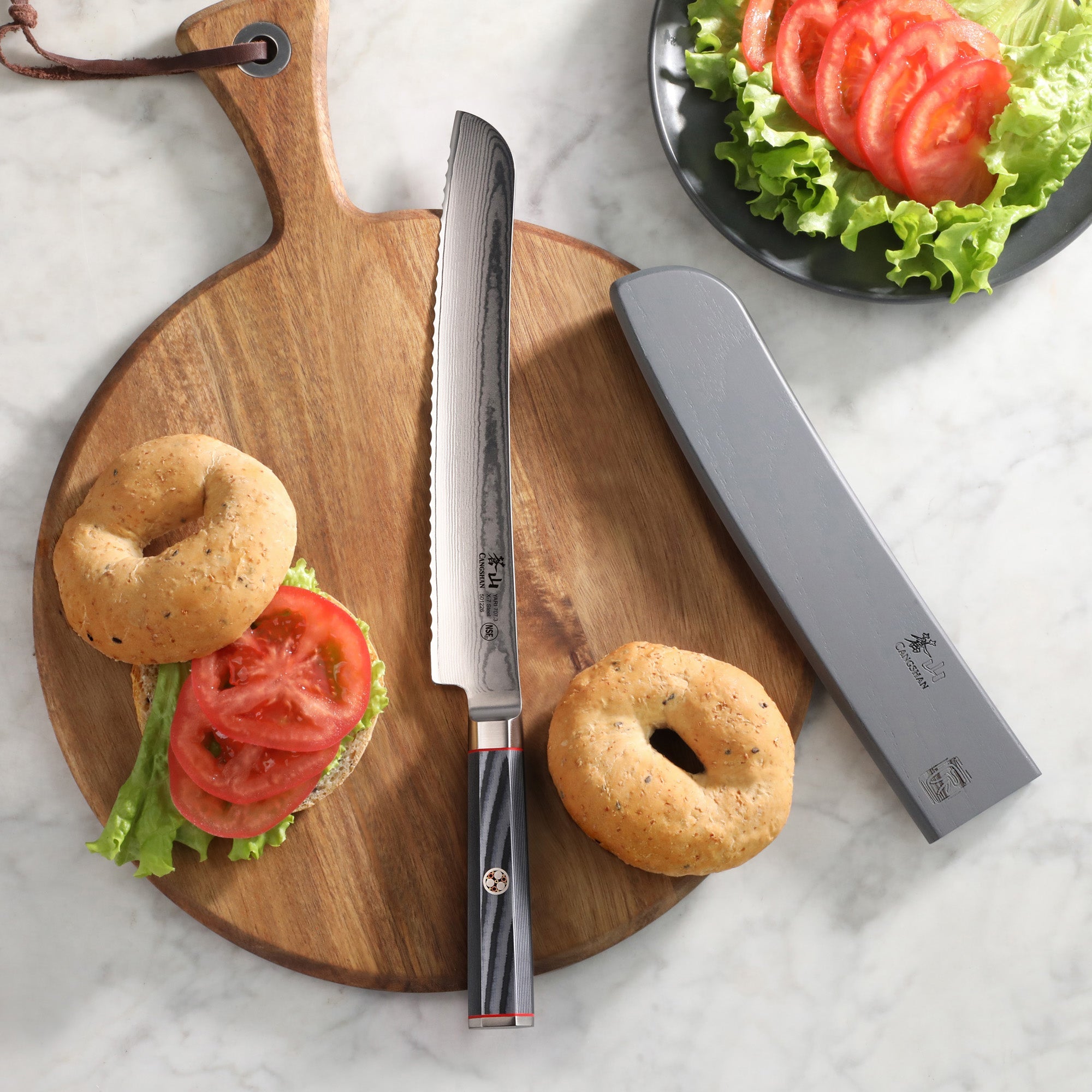 Cangshan 501226 YARI Series 9-Inch Bread Knife with Sheath