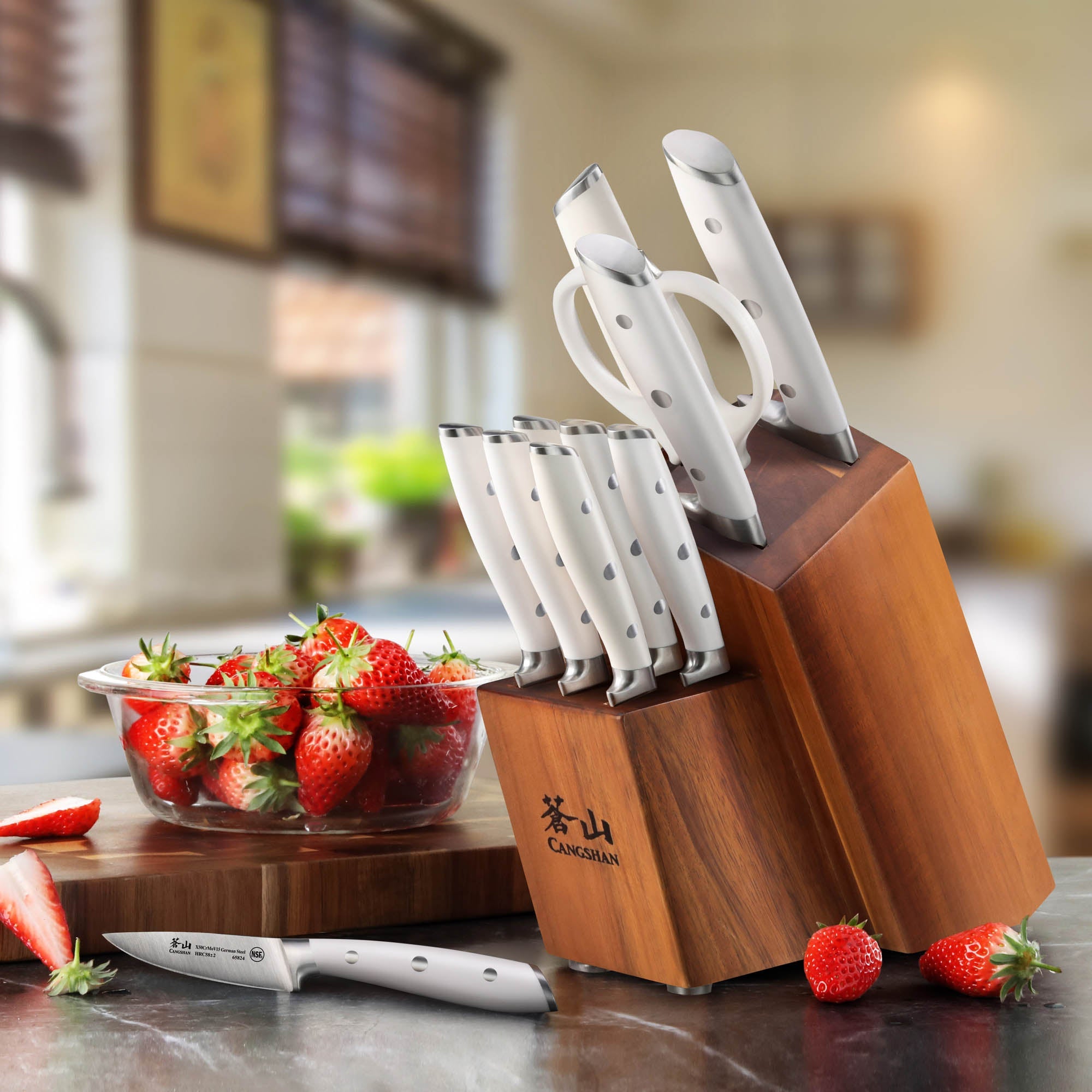 Cangshan 1026665 ALPS Series 12-Piece Knife Block Set - White