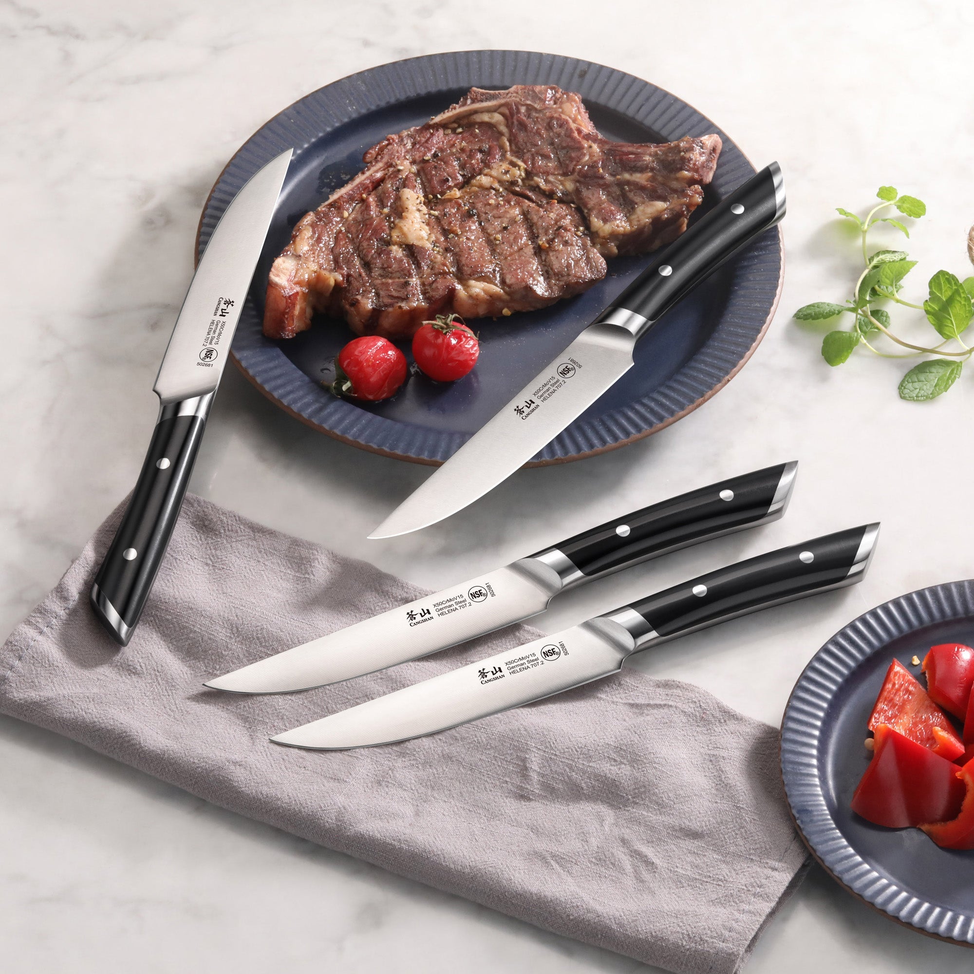 Cangshan 503176 HELENA Series 4-Piece Steak Knife Set - Black