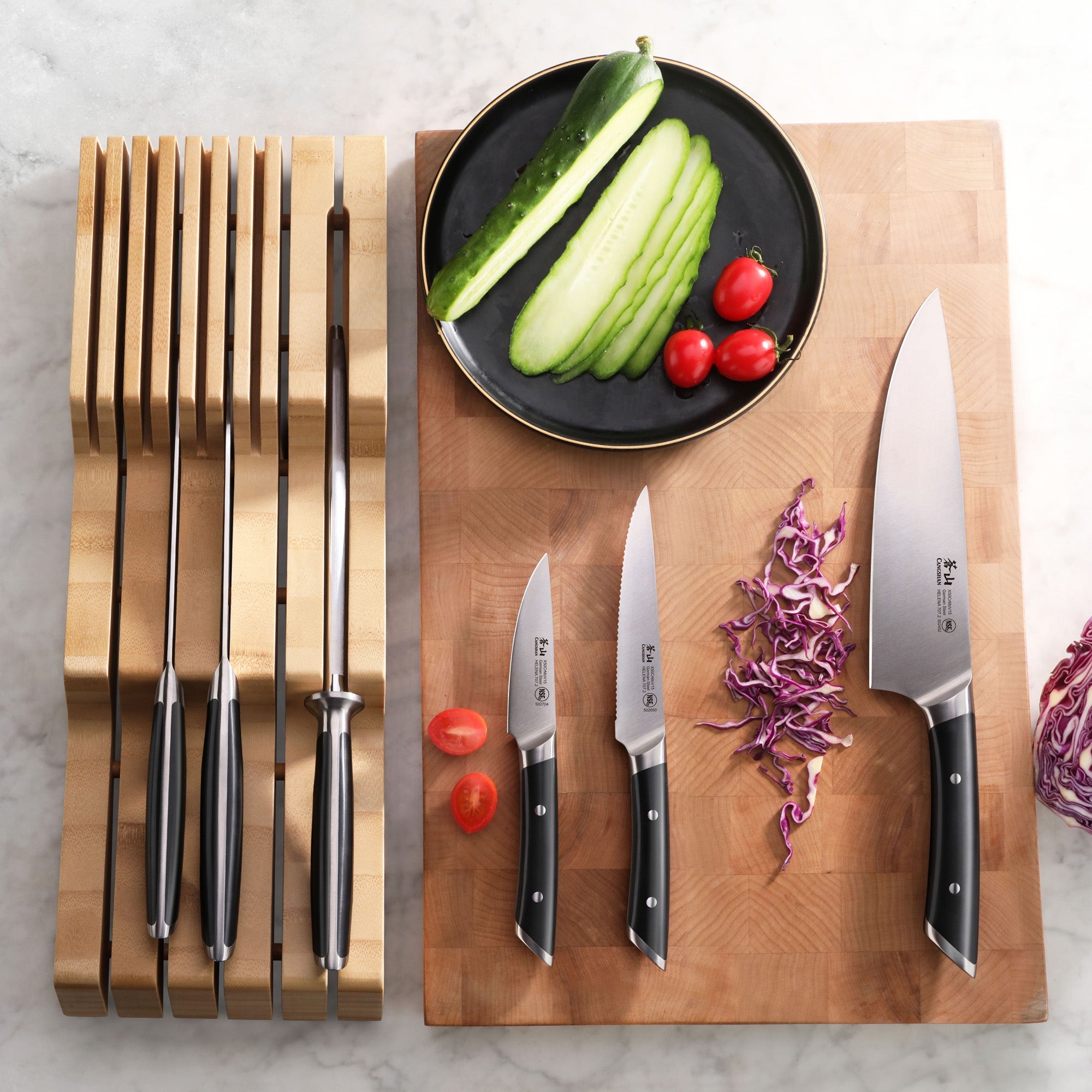 Cangshan 503268 HELENA Series 7-Piece In-Drawer Knife Set - Black