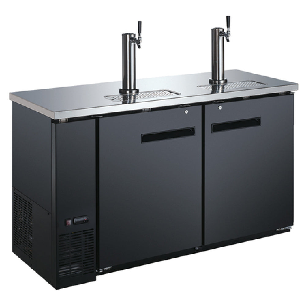 Omcan 50064 61 Inch Draft Beer Cooler with 2 Dispensers and Lockable Doors