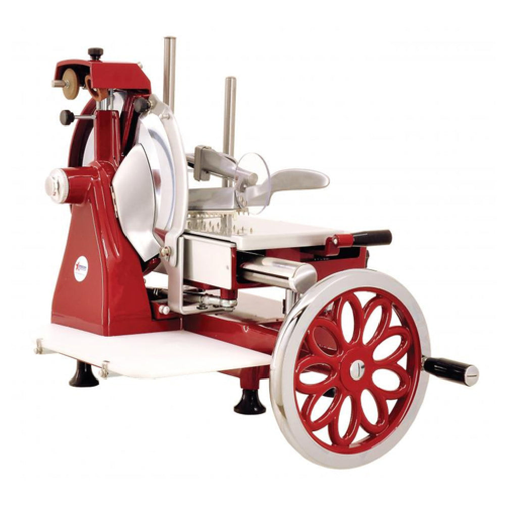 Omcan 20387 34 Inch Manual Food Slicer Carbon Steel Blade with Built-in Sharpener