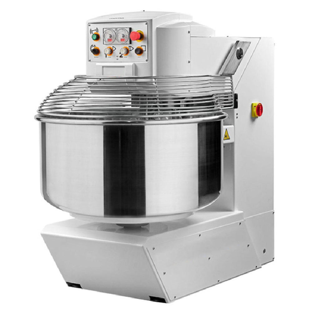 Omcan 44269 25 Inch Spiral Dough Mixer 132 Lb Capacity Electric Stainless Steel with Dual Timers