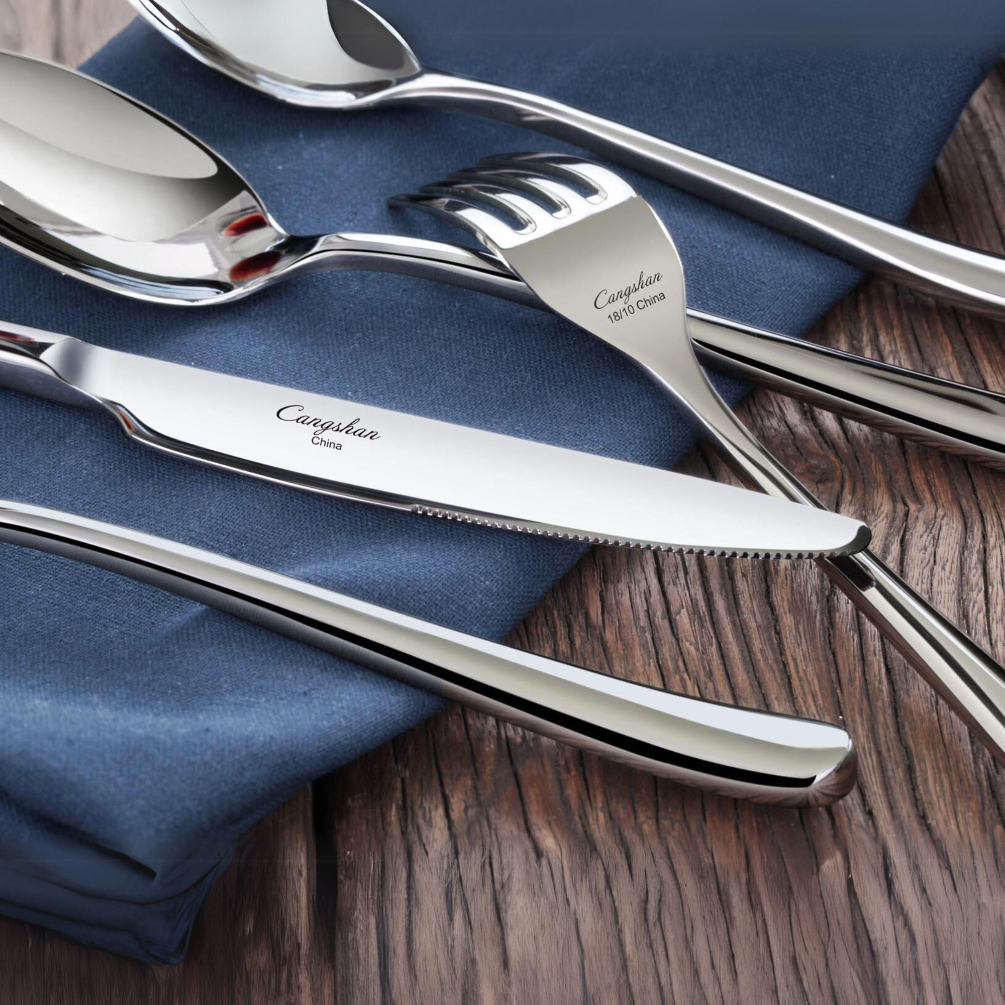Cangshan 1027013 RAIN II Series 20-Piece Forged Flatware Set