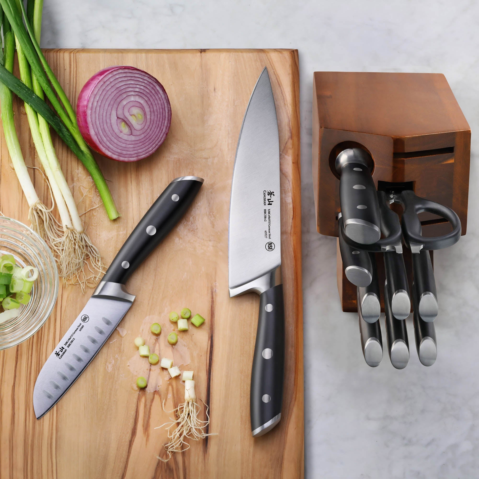 Cangshan 1026665 ALPS Series 12-Piece Knife Block Set - White