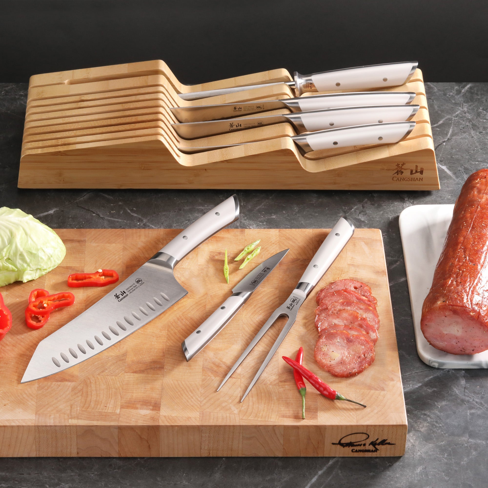Cangshan 503275 HELENA Series 8-Piece In-Drawer BBQ Knife Set - Black