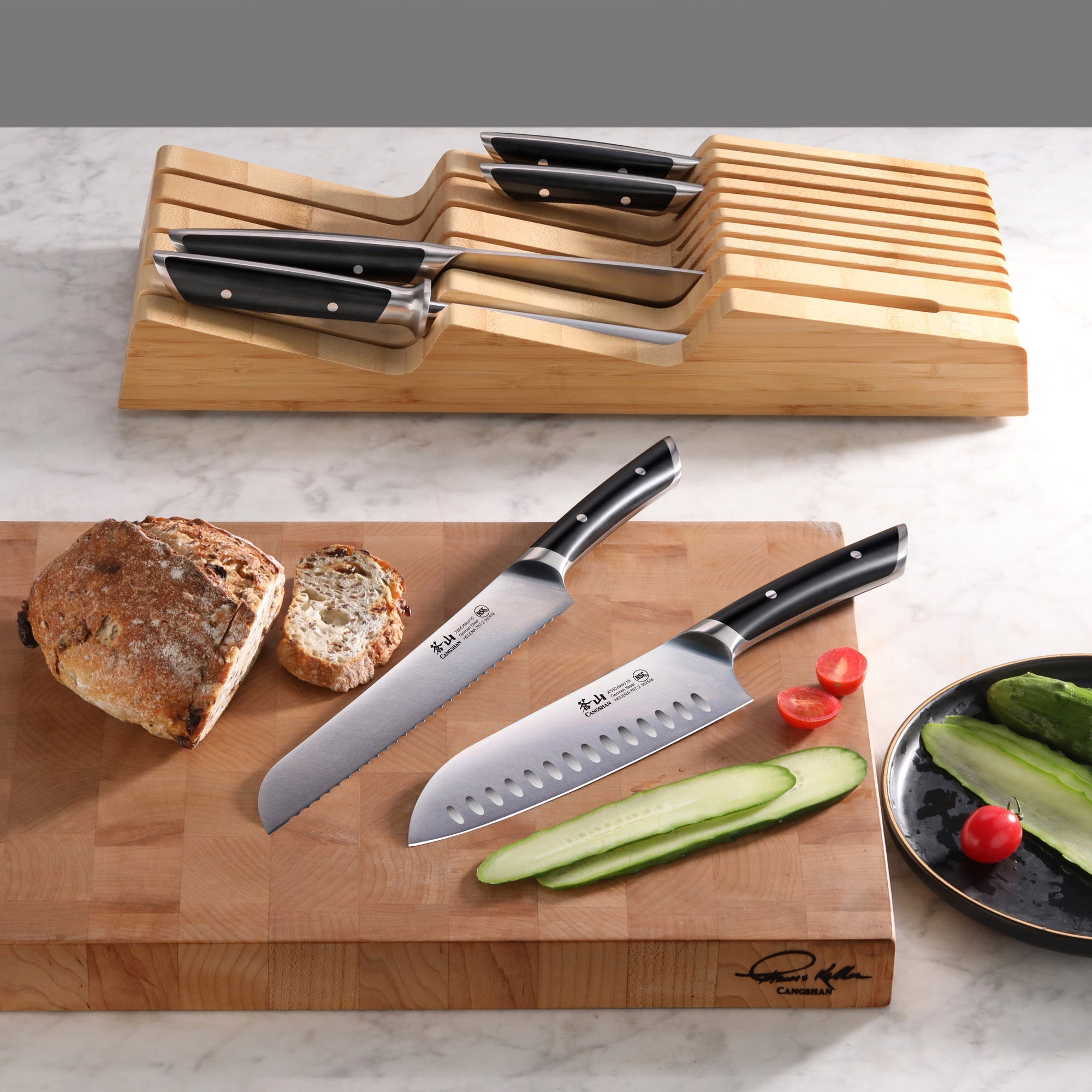 Cangshan 503268 HELENA Series 7-Piece In-Drawer Knife Set - Black