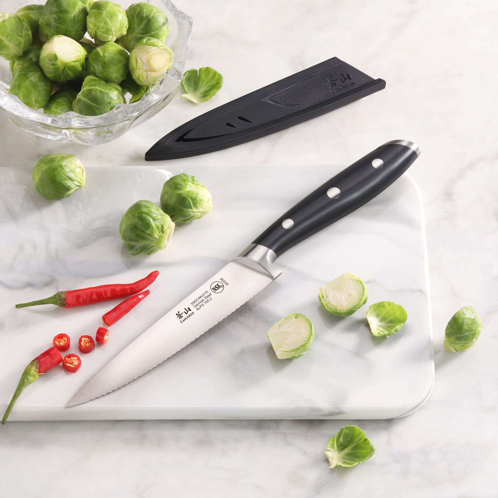 Cangshan 502759 ALPS Series 5-Inch Serrated Utility Knife