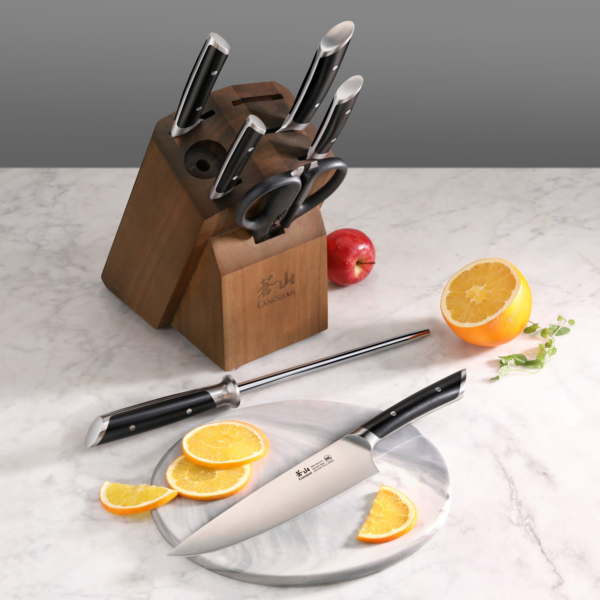 Cangshan 503282 HELENA Series 8-Piece Knife Block Set - Black / 8-Piece