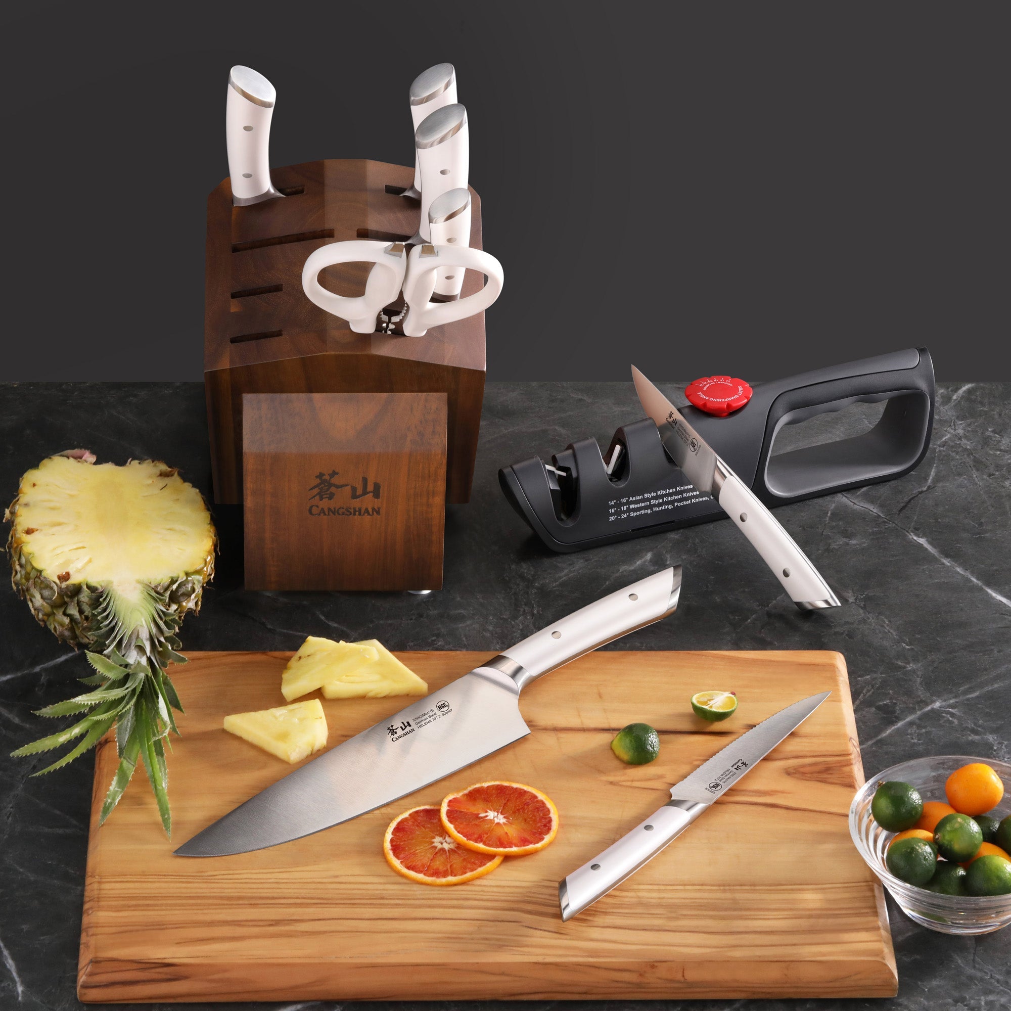 Cangshan 503466 HELENA Series 8-Piece Knife Block Set - White / 8-Piece