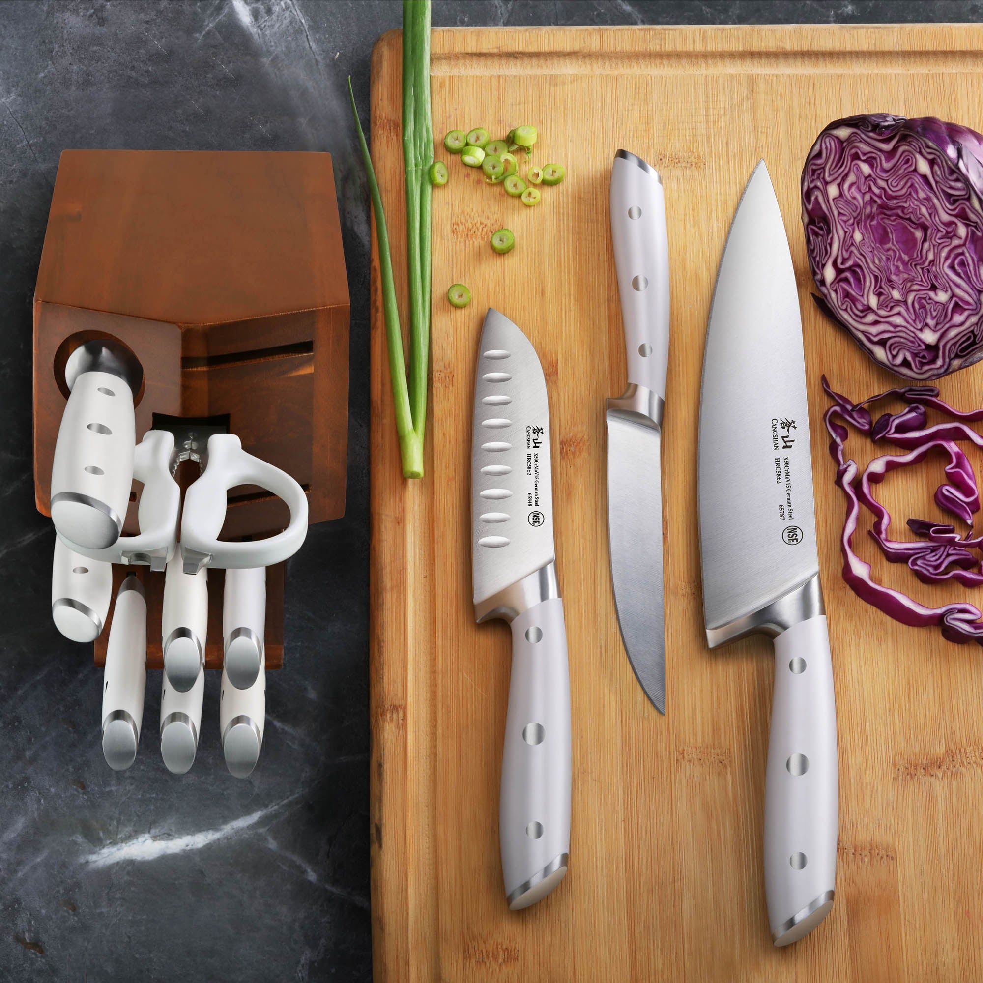 Cangshan 1026665 ALPS Series 12-Piece Knife Block Set - White