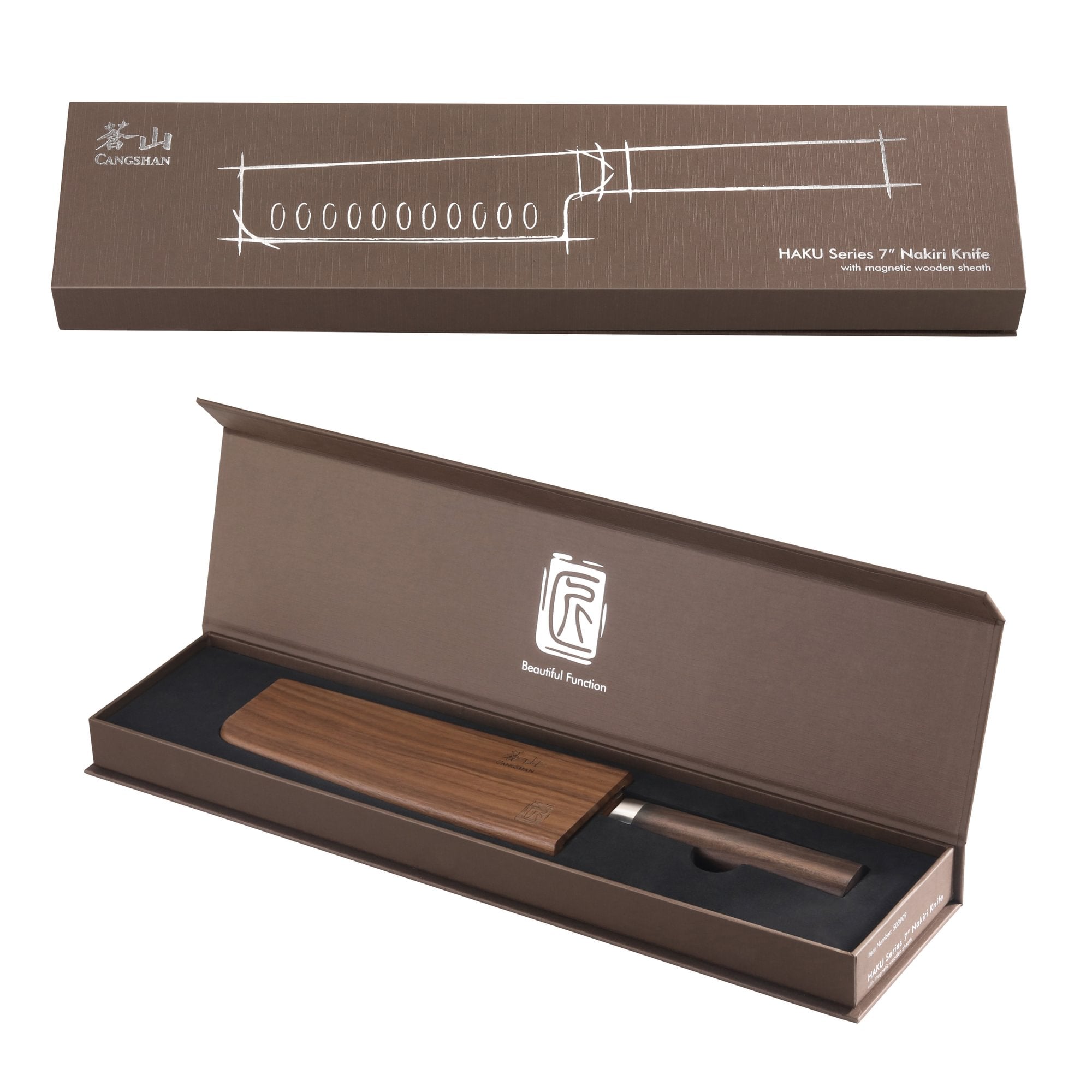 Cangshan 503909 HAKU Series Nakiri Knives with Sheaths - 7-Inch