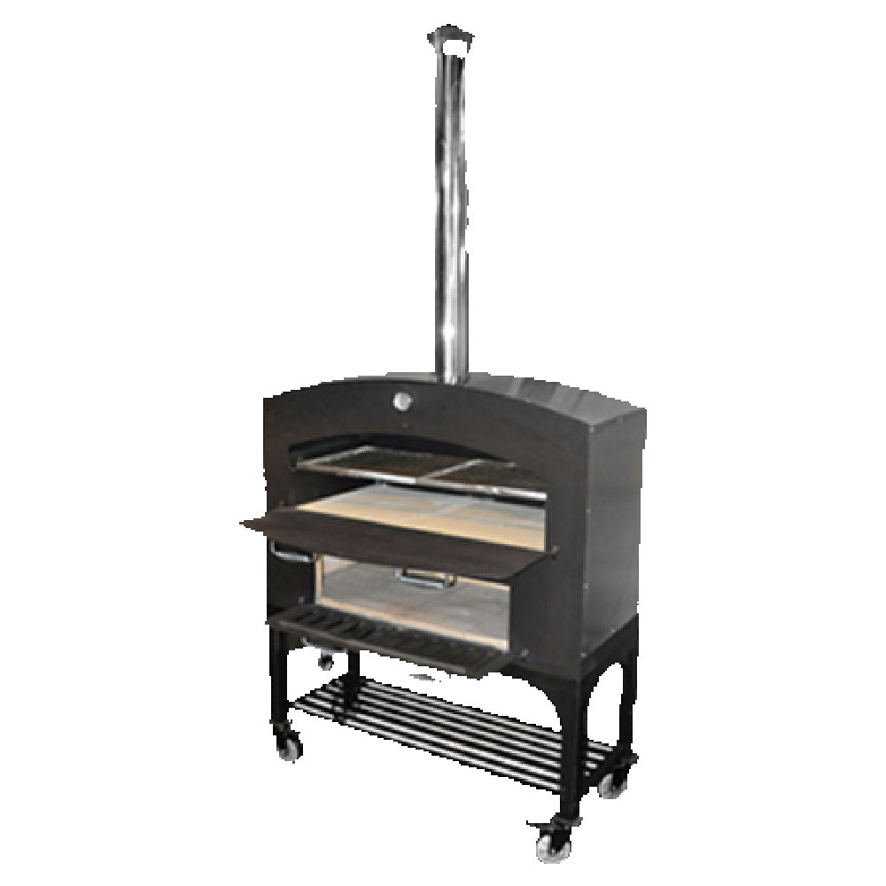 Omcan 31313 46 Inch Wood Burning Oven with Steel Interior and Smoke Stack