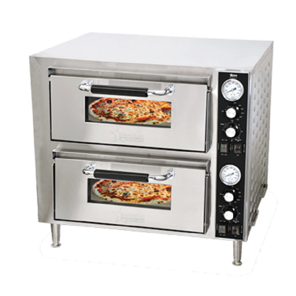 Omcan 39580 27 Inch Electric Pizza Bake Oven Double Chamber Ceramic Deck