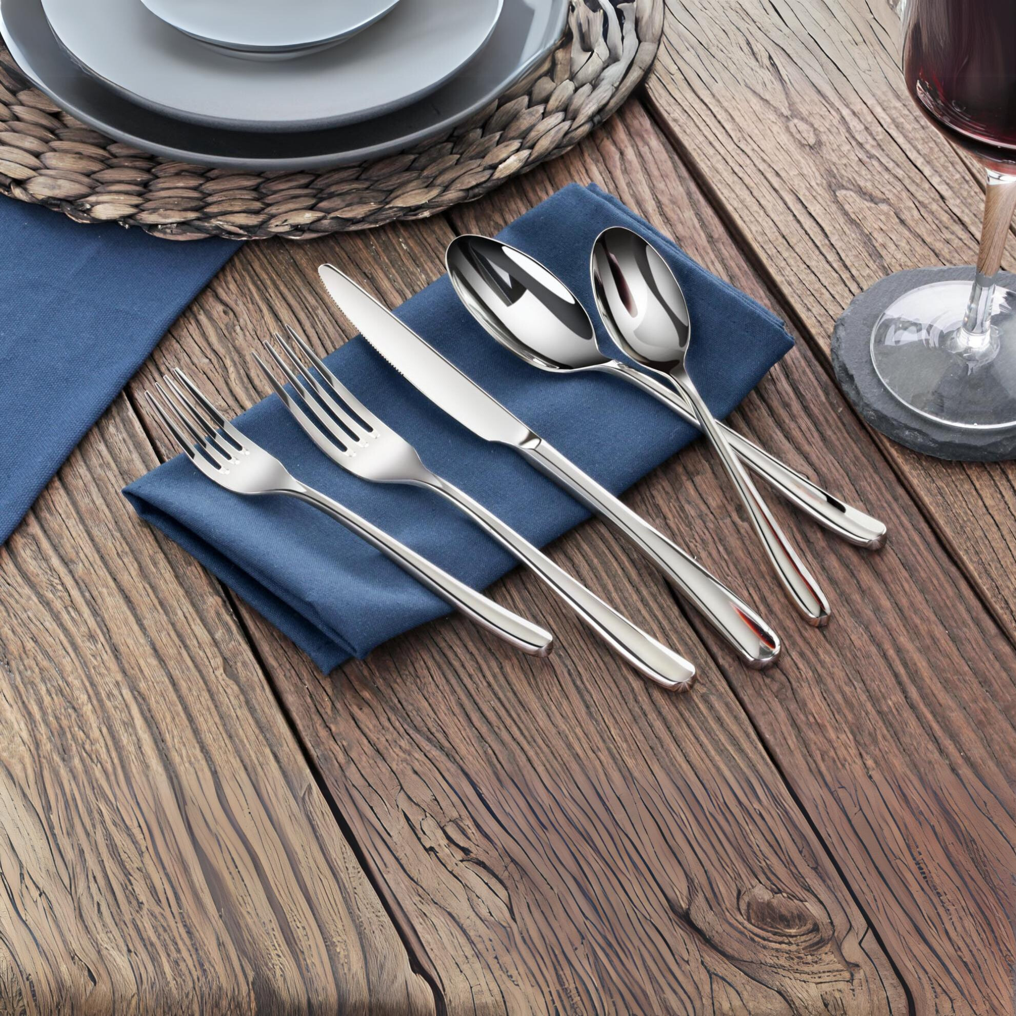 Cangshan 1027013 RAIN II Series 20-Piece Forged Flatware Set