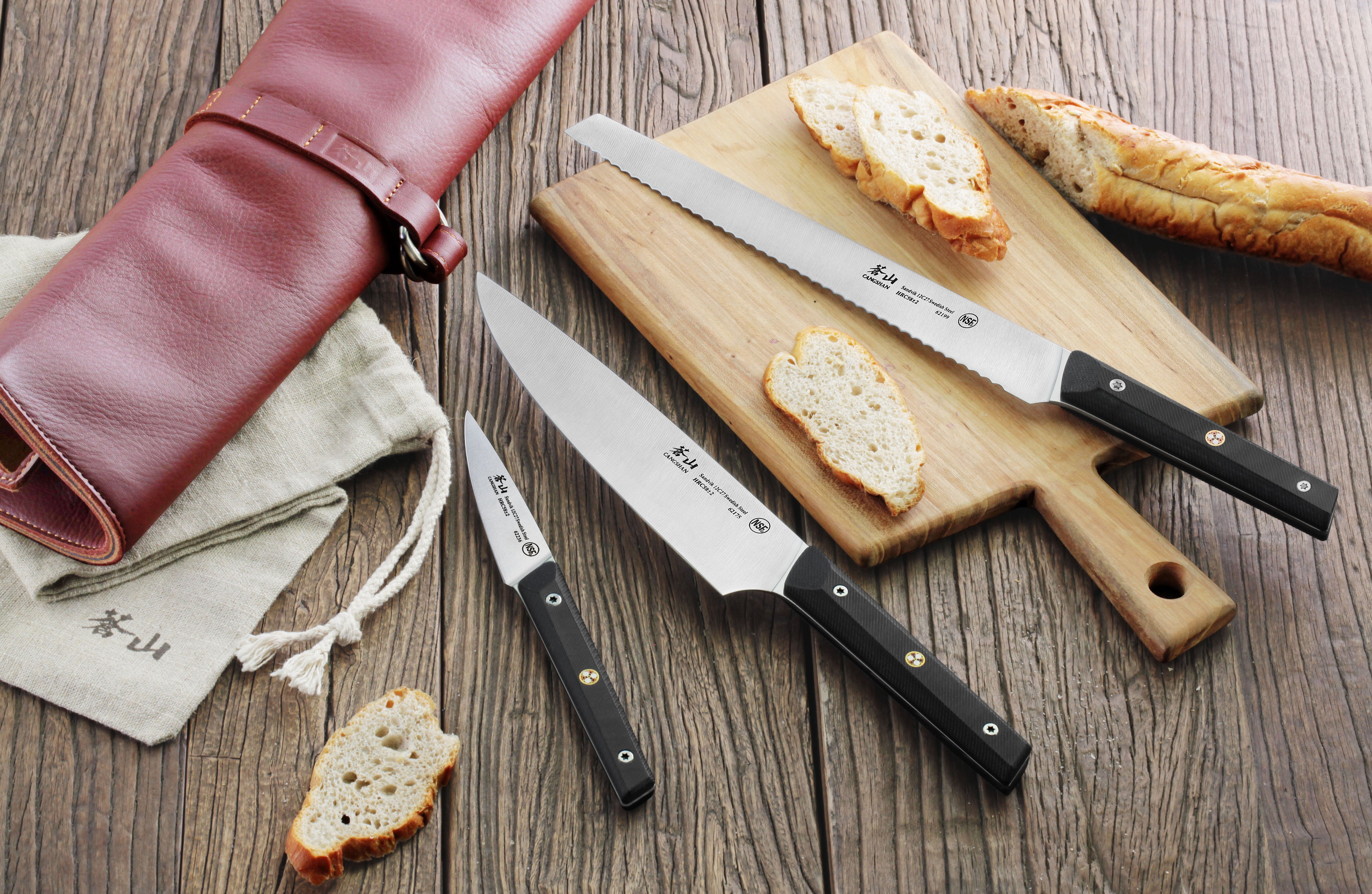 Cangshan 62304 TG Series 4-Piece Knife Leather Roll Set