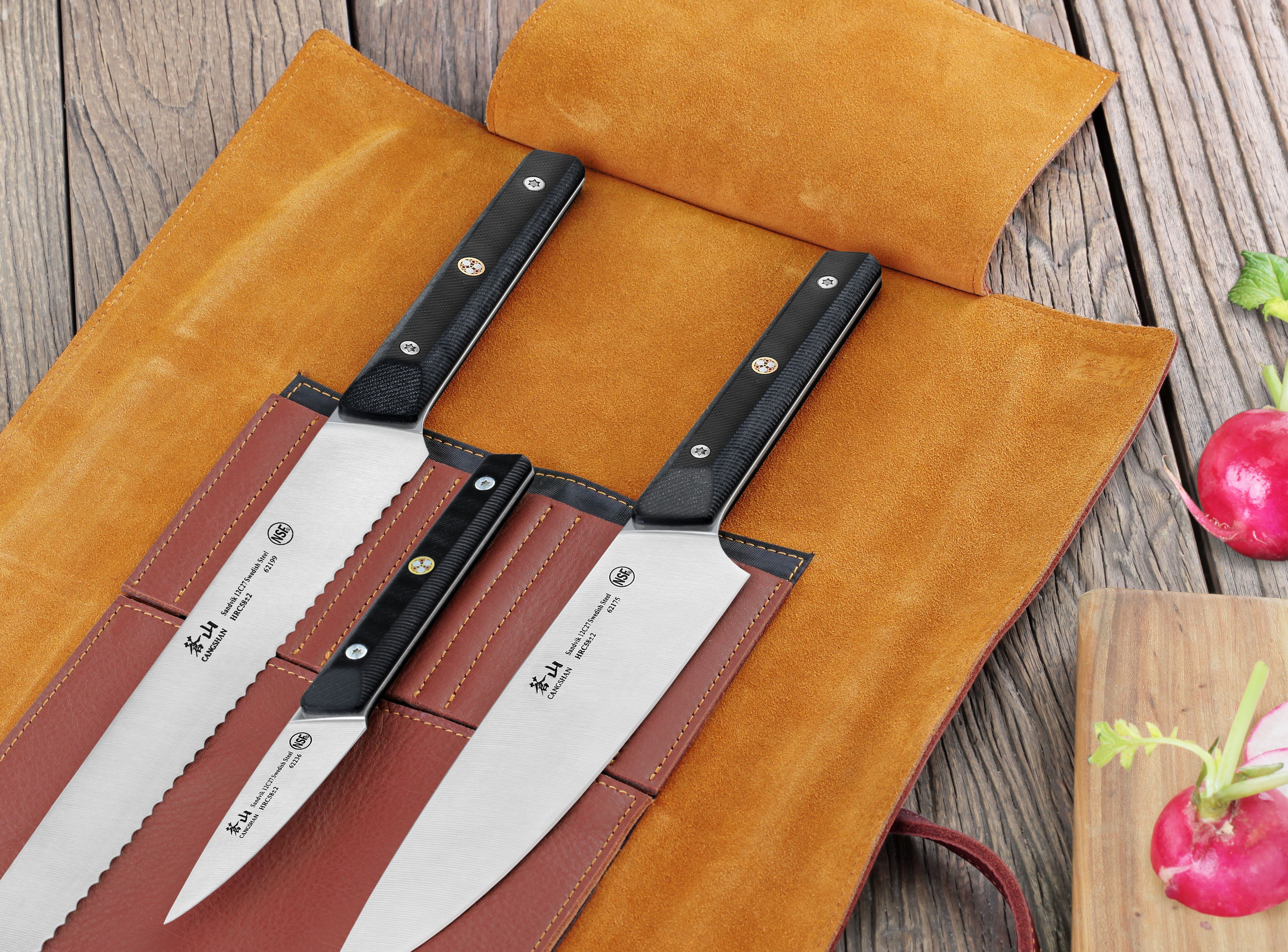 Cangshan 62304 TG Series 4-Piece Knife Leather Roll Set