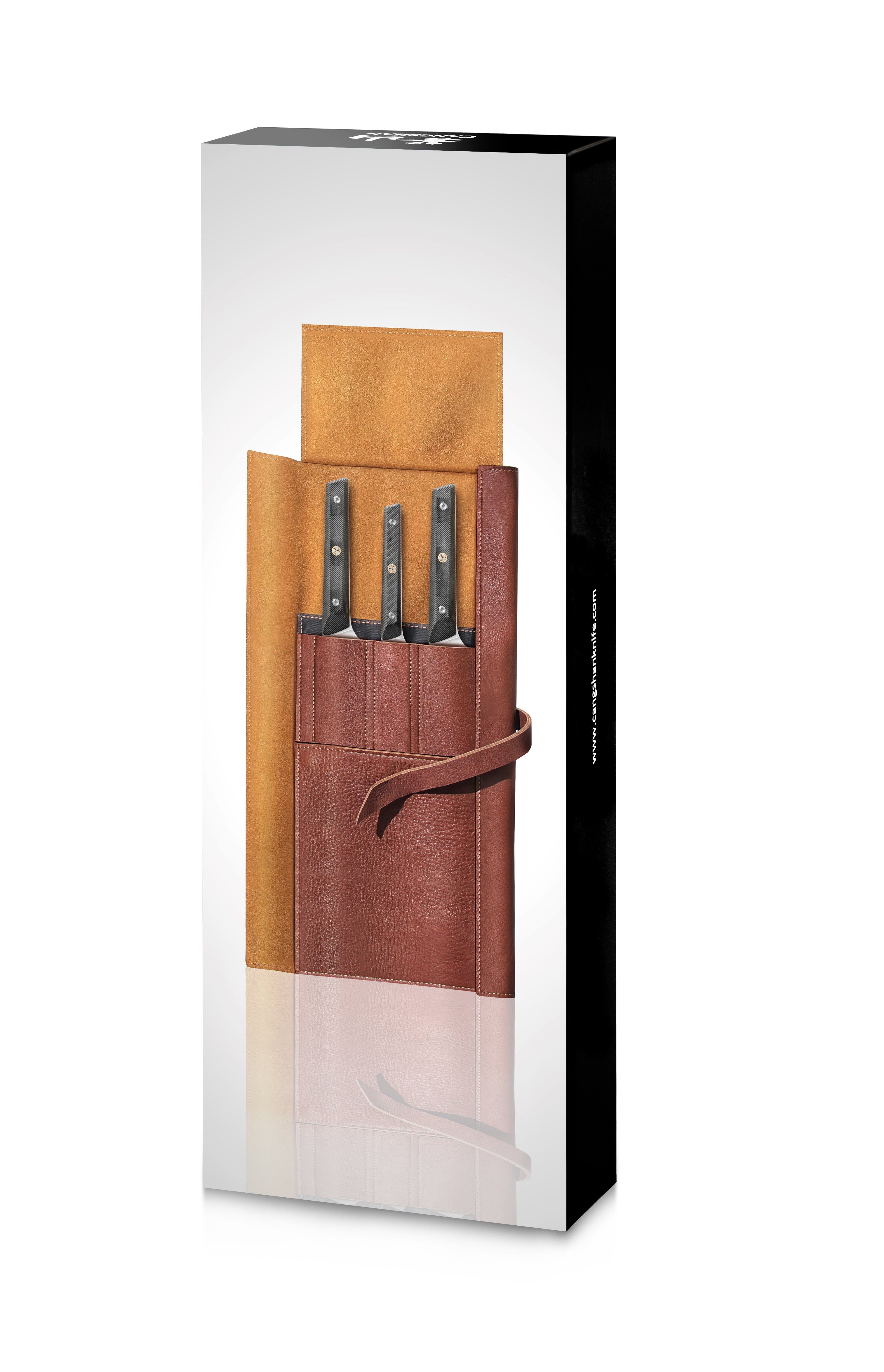 Cangshan 62304 TG Series 4-Piece Knife Leather Roll Set