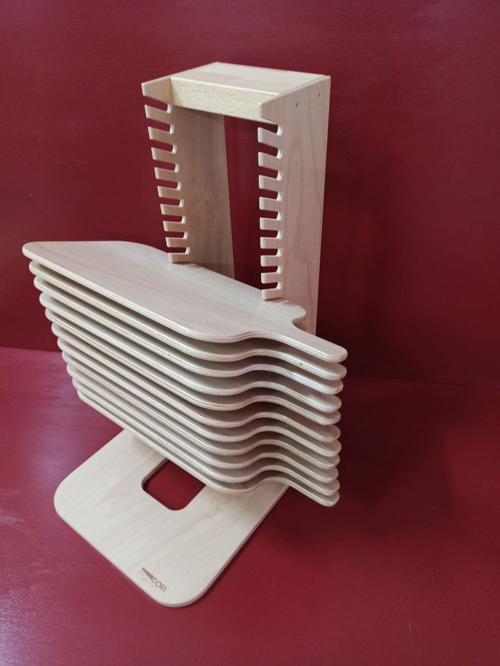 Linea Dori 3000 srl 1500700/20 Beech plywood rack for 0.8 cm-thick (0.3’’) serving boards 20 slots (finished with a treatment for food contact)