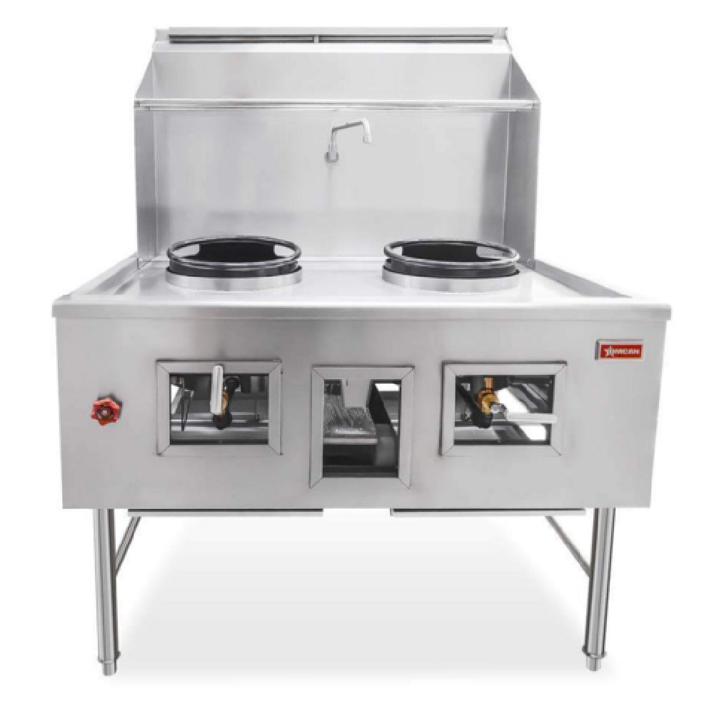 Omcan 47726 48 Inch Gas Wok Range with (2) Chambers 190000 BTU